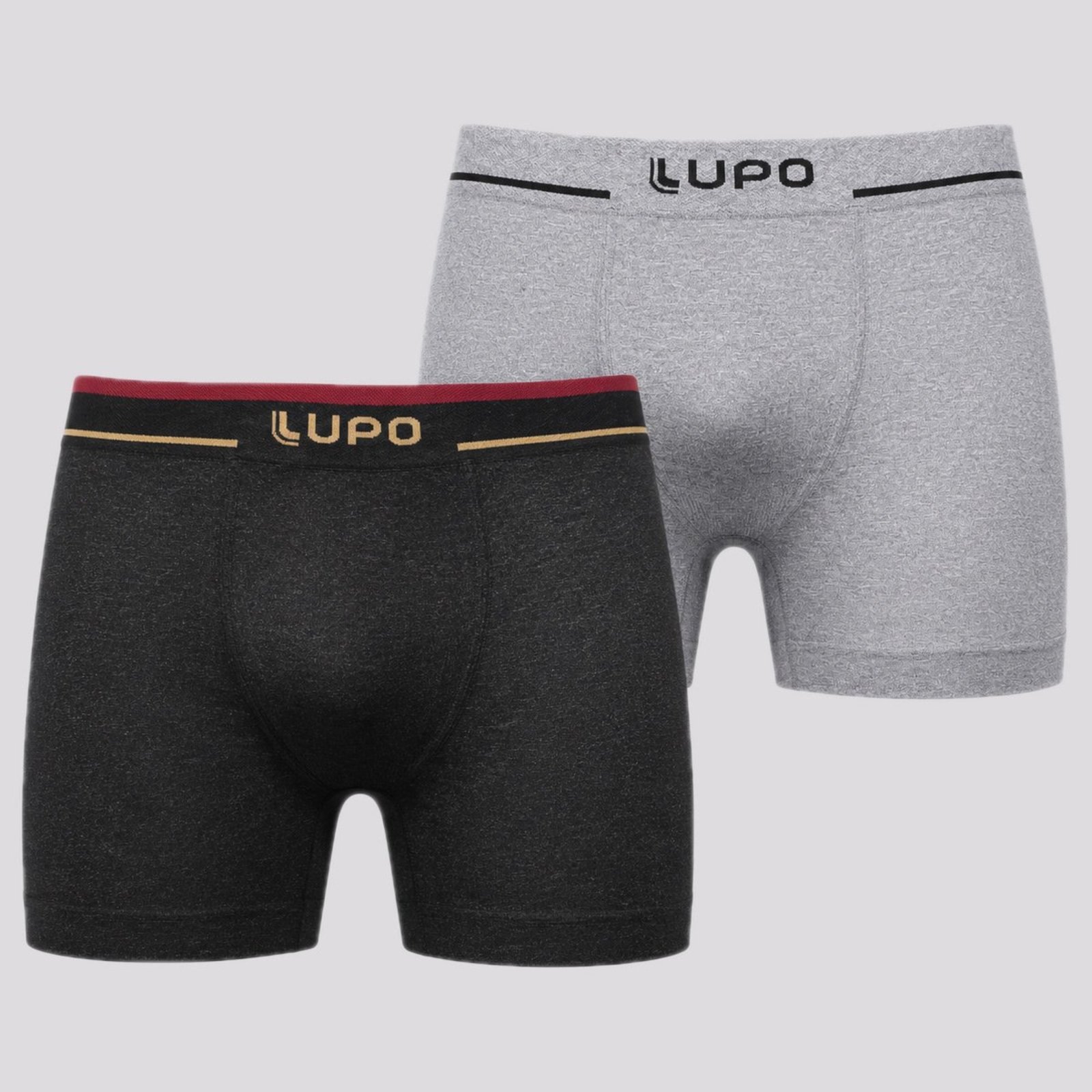 Kit 2 Cuecas Boxer Lupo Cinza e Preta
