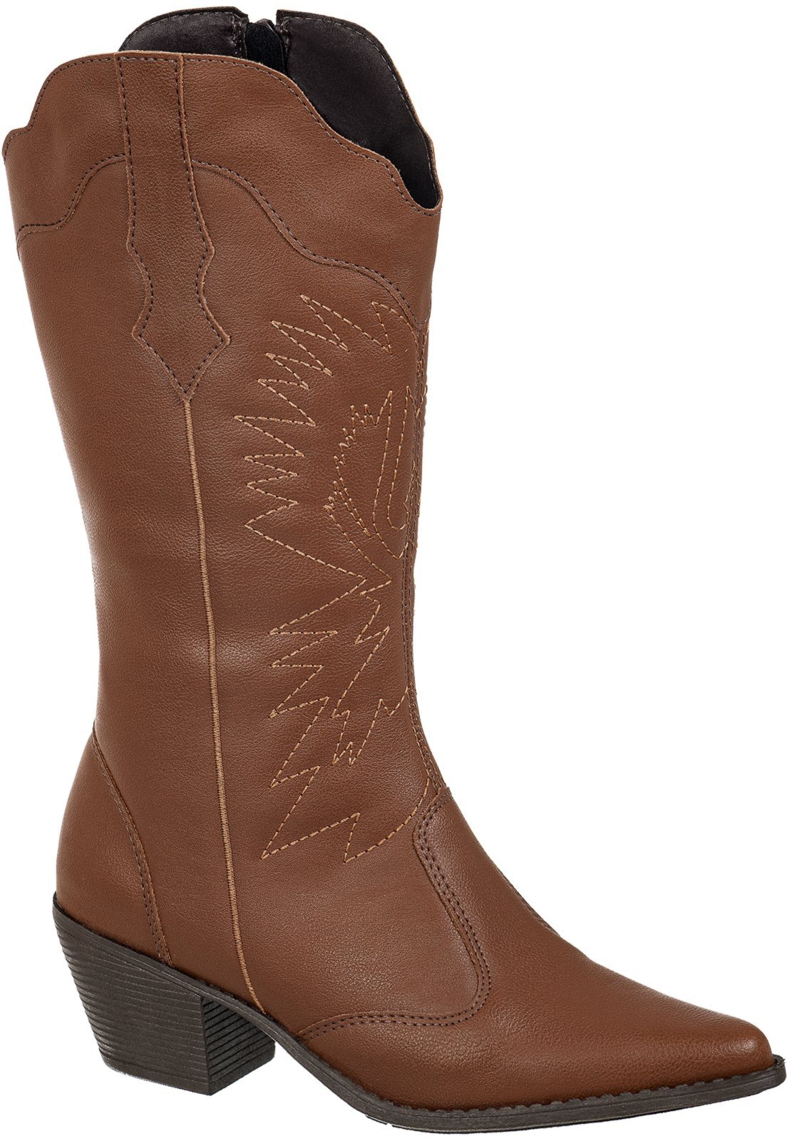 Bota Texana Country Gigil Western Cano Médio Bordada Caramelo