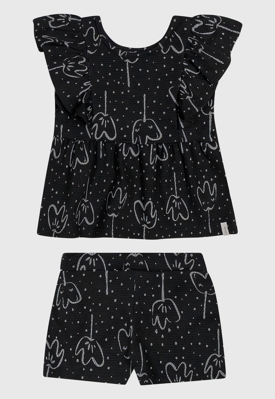 Infantil – Conjunto 2pçs Manga Curta Elian Blusa E Short Preto
