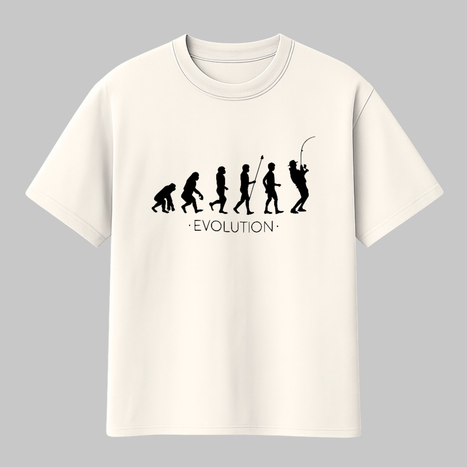 Camiseta Básica Evolução Do Homem Pescaria Estilo Geek Off White
