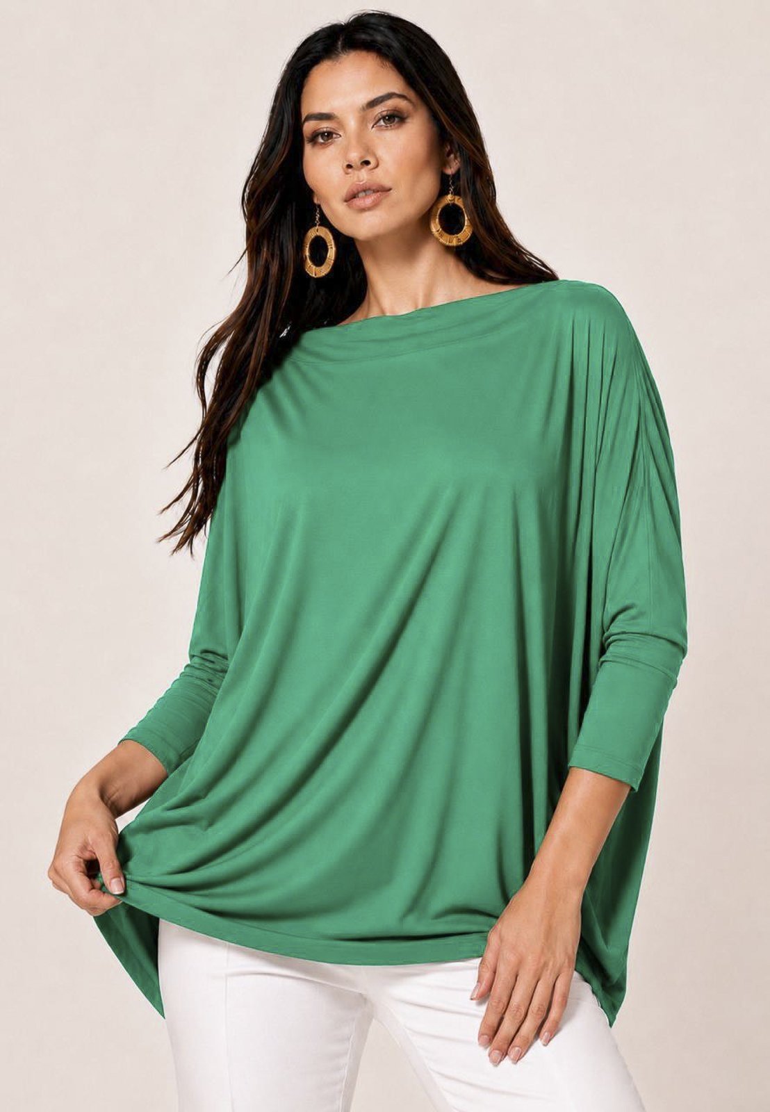 Blusa Ampla Amazonia Vital Malha Morcego Manga Longa Verde