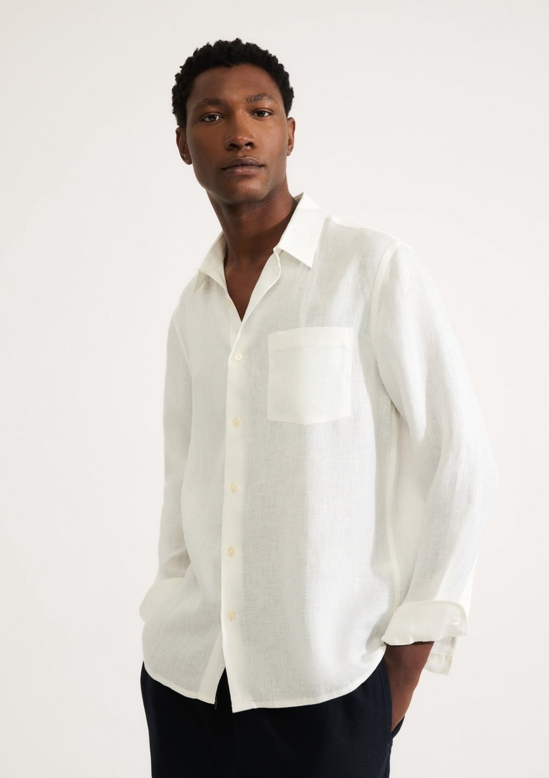Camisa Masculina Manga Longa Em Linho Hering