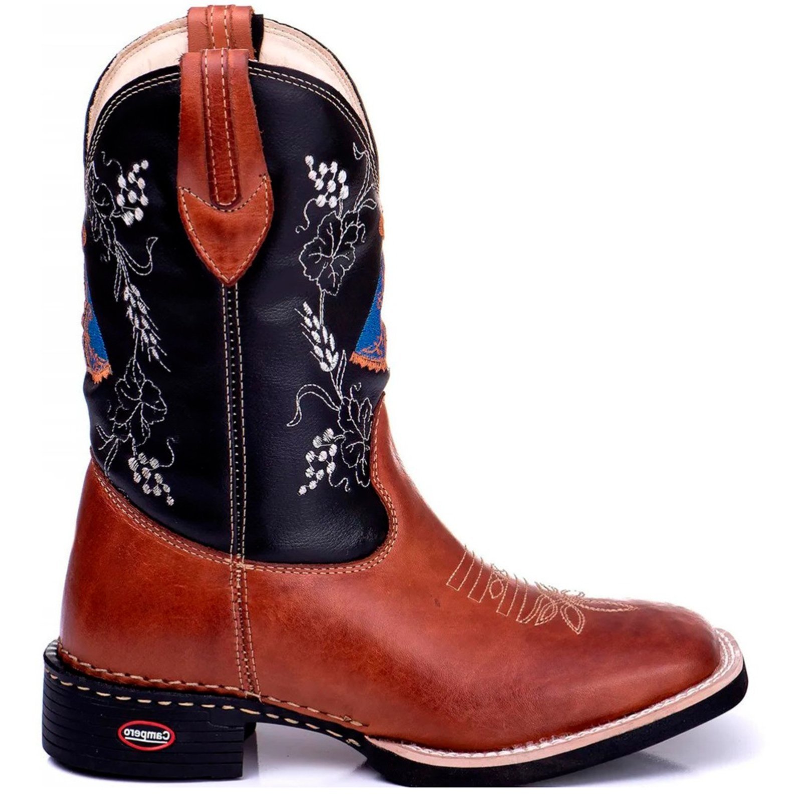 Vista 3 Bota Couro Campero Texana Nossa Senhora Pinhão castanho Campero castanho
