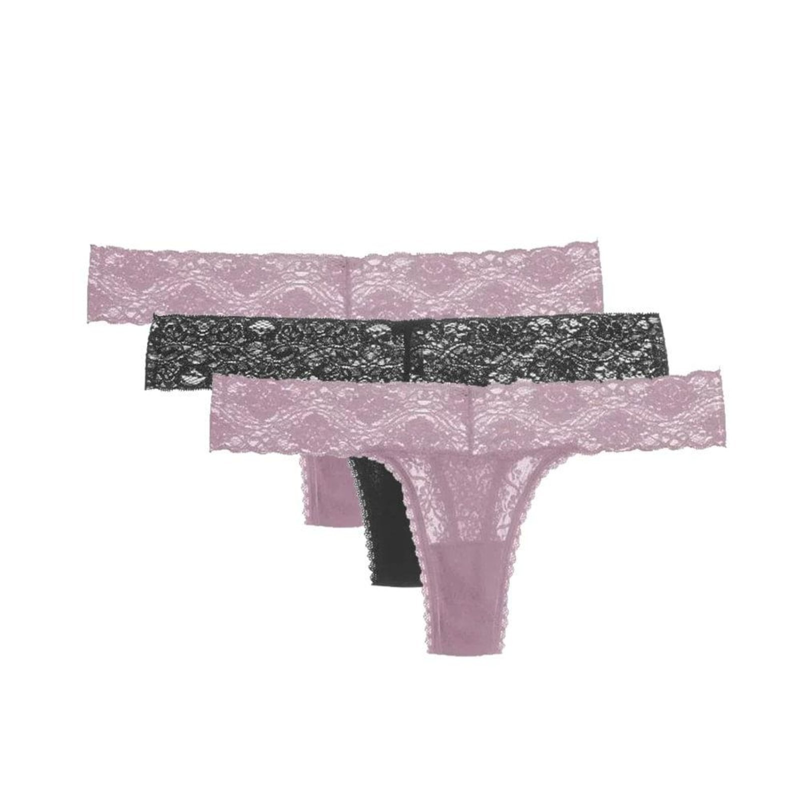 Kit 3 Calcinhas Fio Dental Sweet Lace Preto e Quail Loungerie
