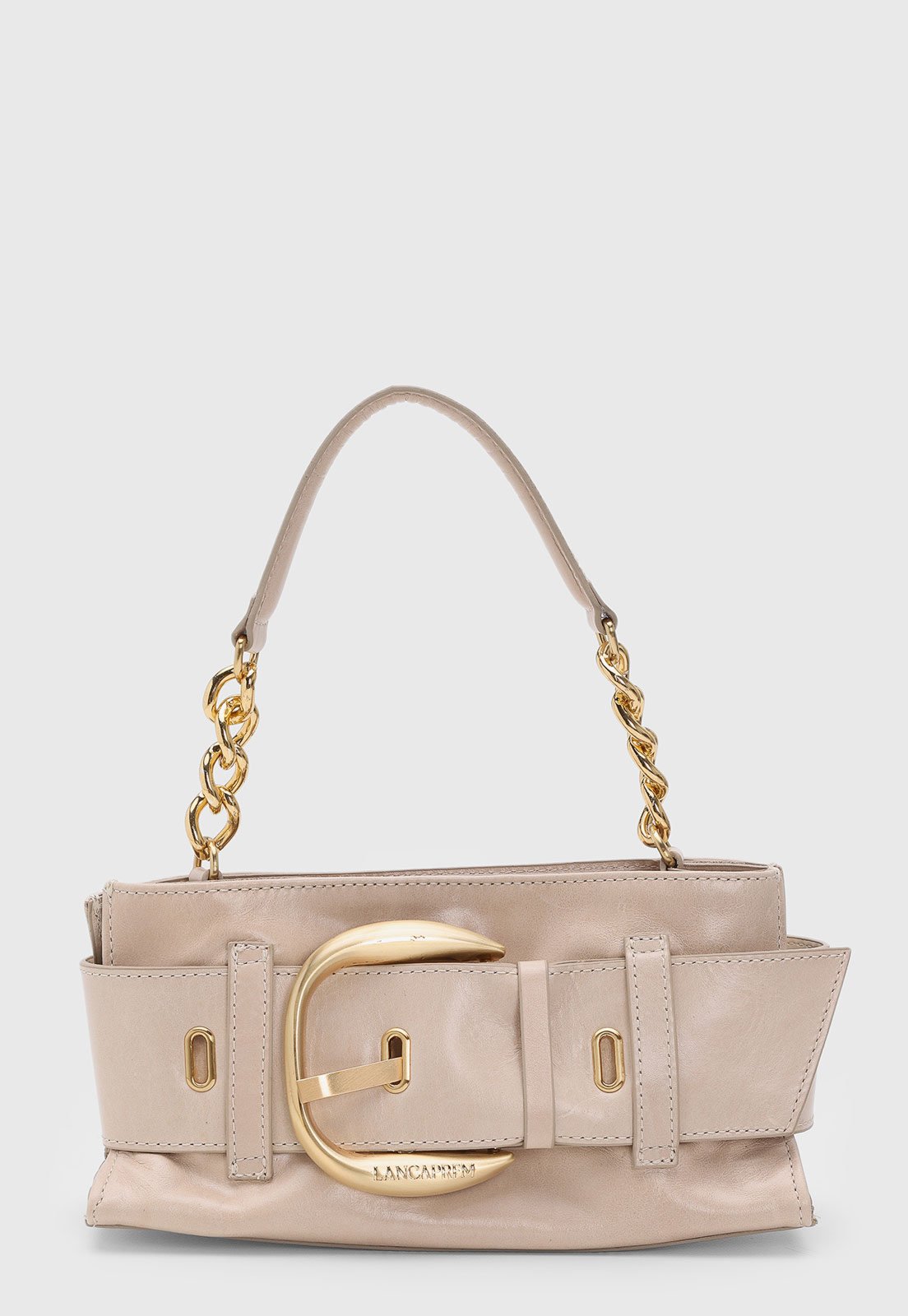 Bolsa Feminina Lança Perfume Corrente Dourada Bege Claro