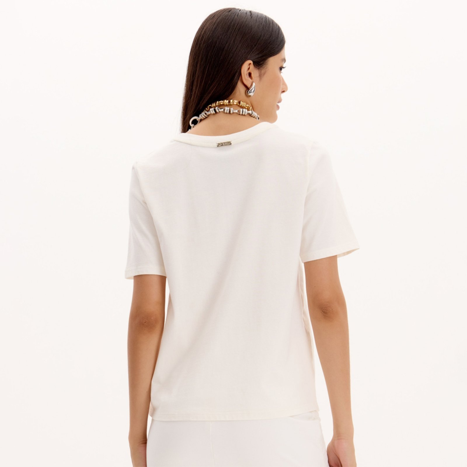 Vista 3 Camiseta Easy Lança Perfume Aplicada Ve25 Off White Feminino amarelo white Easy Lança perfume amarelo white