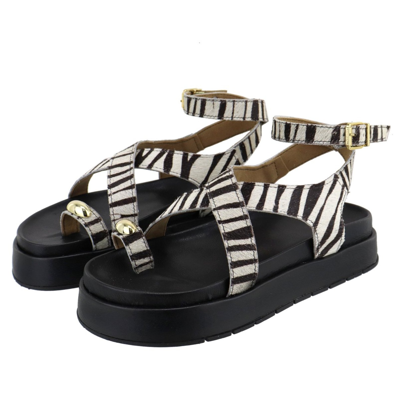 Sandália Papete Feminina em X Plataforma Sola Alta Zebra Animal Print Tellini Store