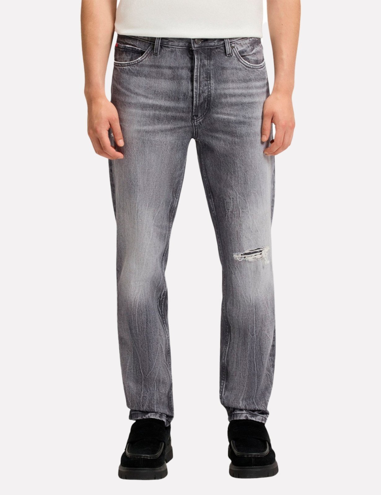 Calça Hugo Boss Masculina Jeans Tapered 634 Destroyed Cinza