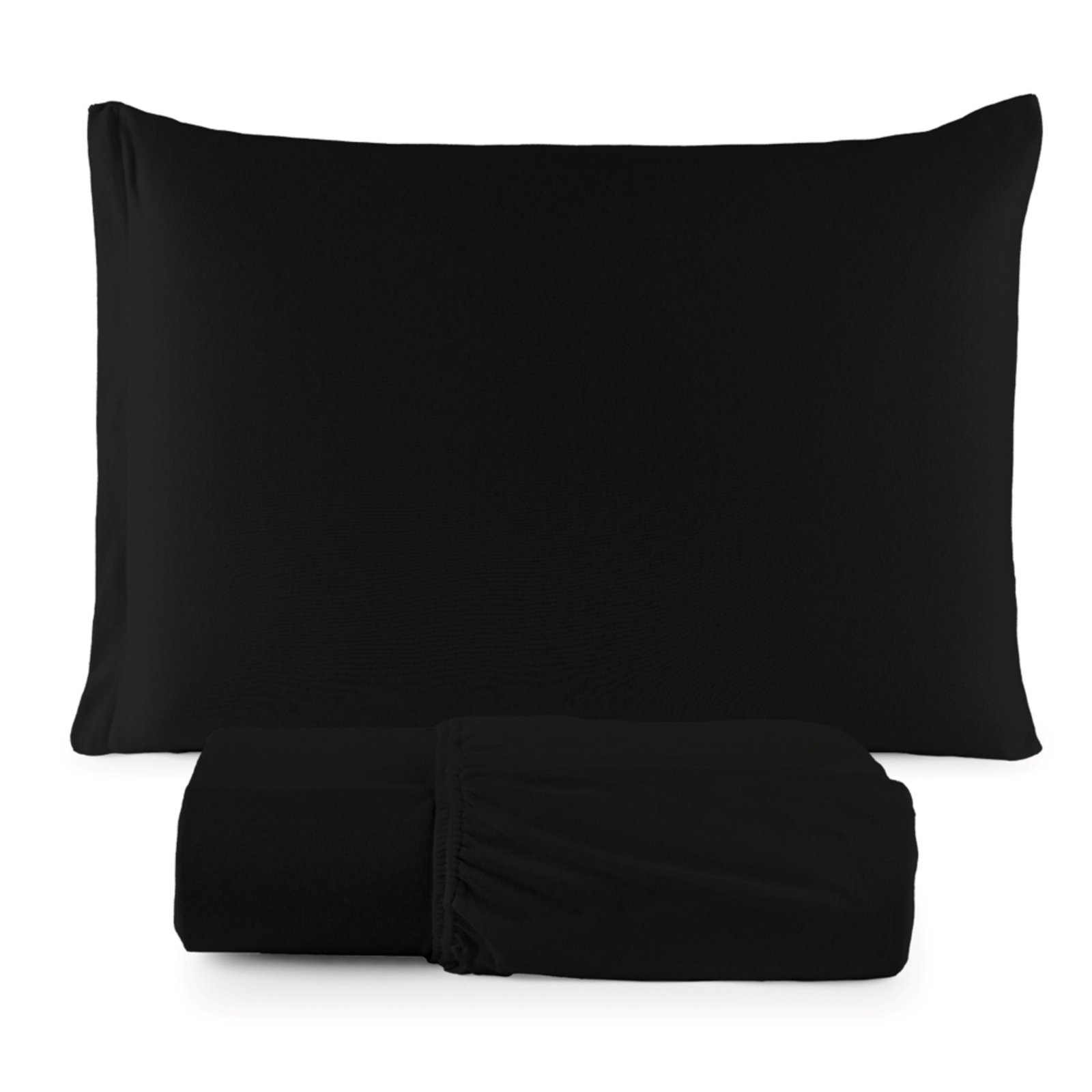 Jogo Cama Lençol Casa Scarpa Sonnet Solteiro Malha Lisa Algodão Macio 2 Peças - Preto