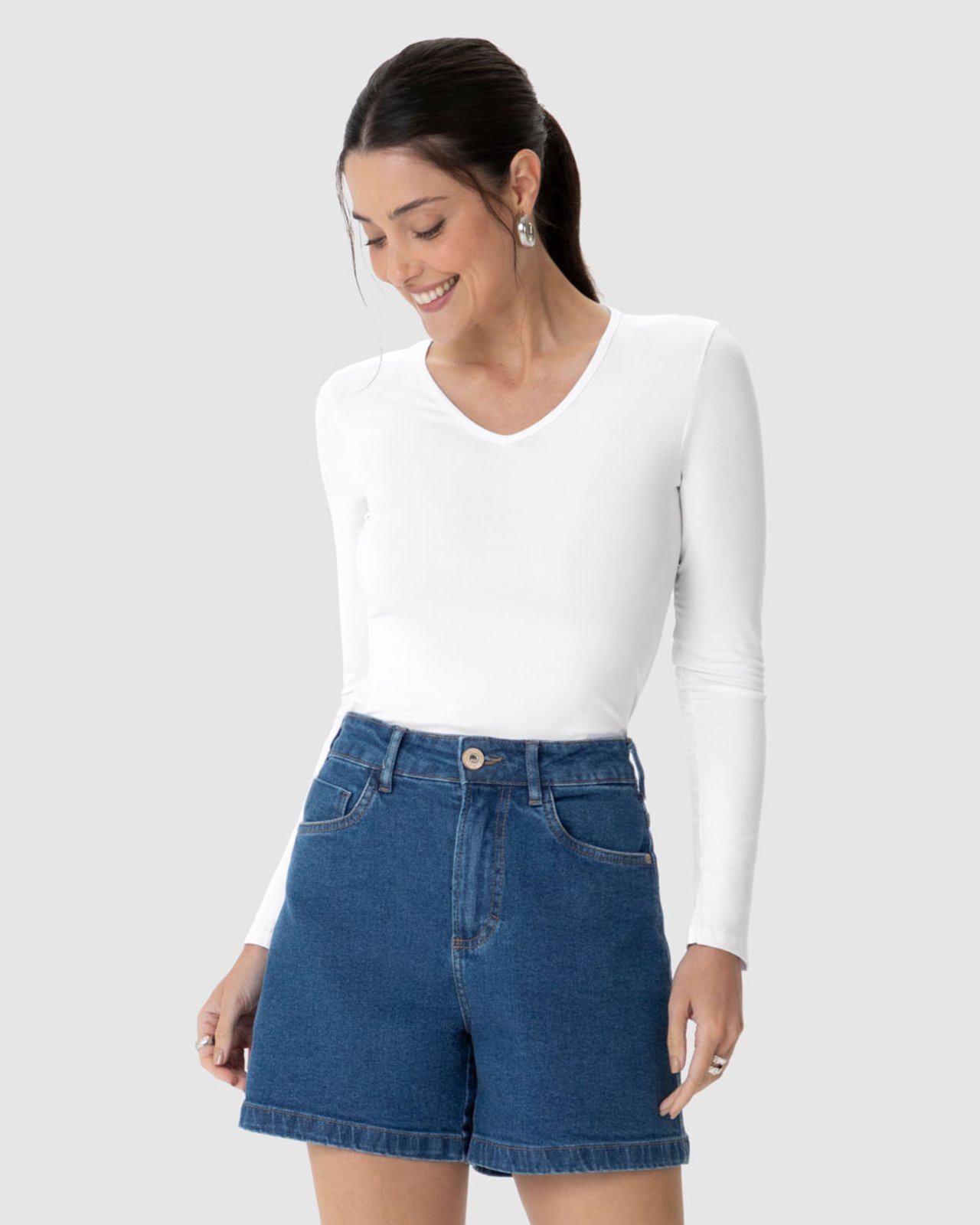Blusa Básica Feminina Manga Longa Viscose