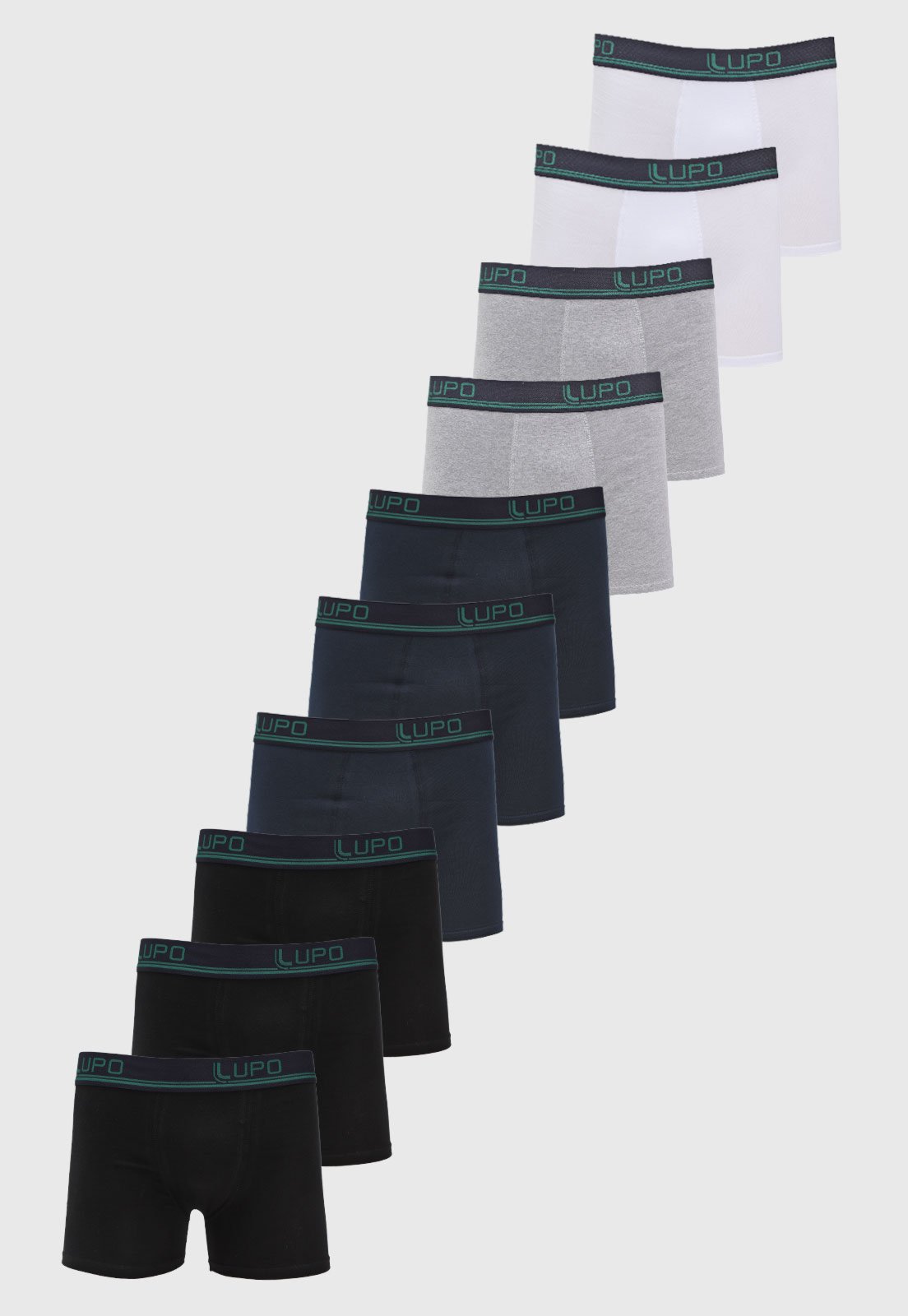 Cueca Masculina Lupo Boxer Kit com 10 Peças Branca