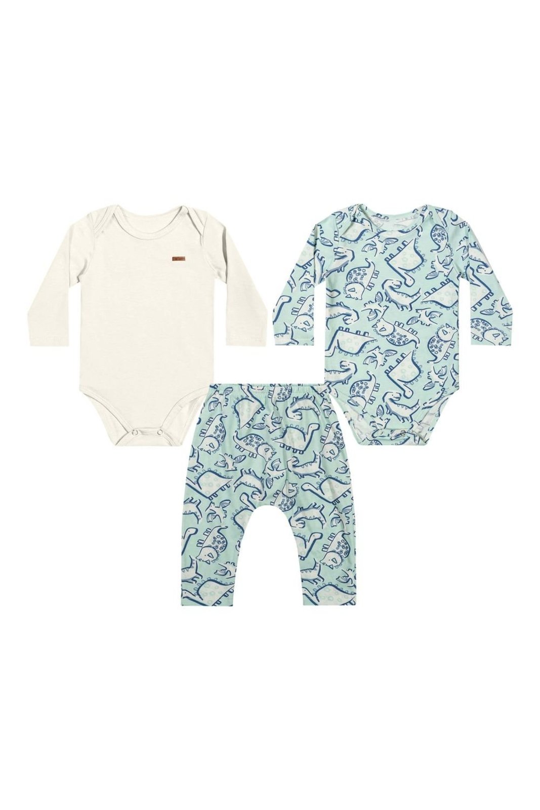 Infantil - Kit Menino Bodies e Calça Estampada Elian Bege