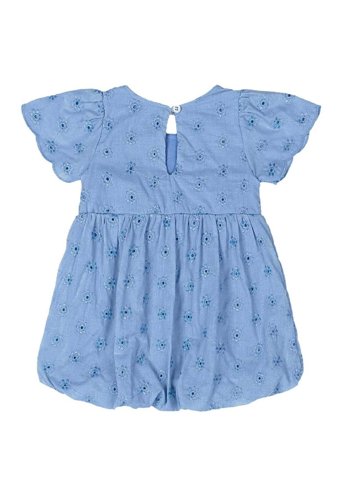Vista 3 Infantil - Vestido em Laise para Menina Quimby azul Quimby azul