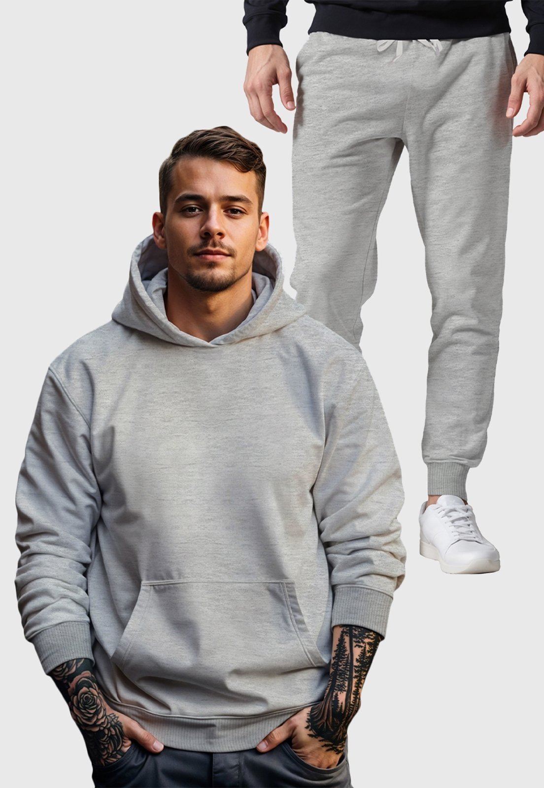 Conjunto Moletom Masculino Benellys Canguru Cinza
