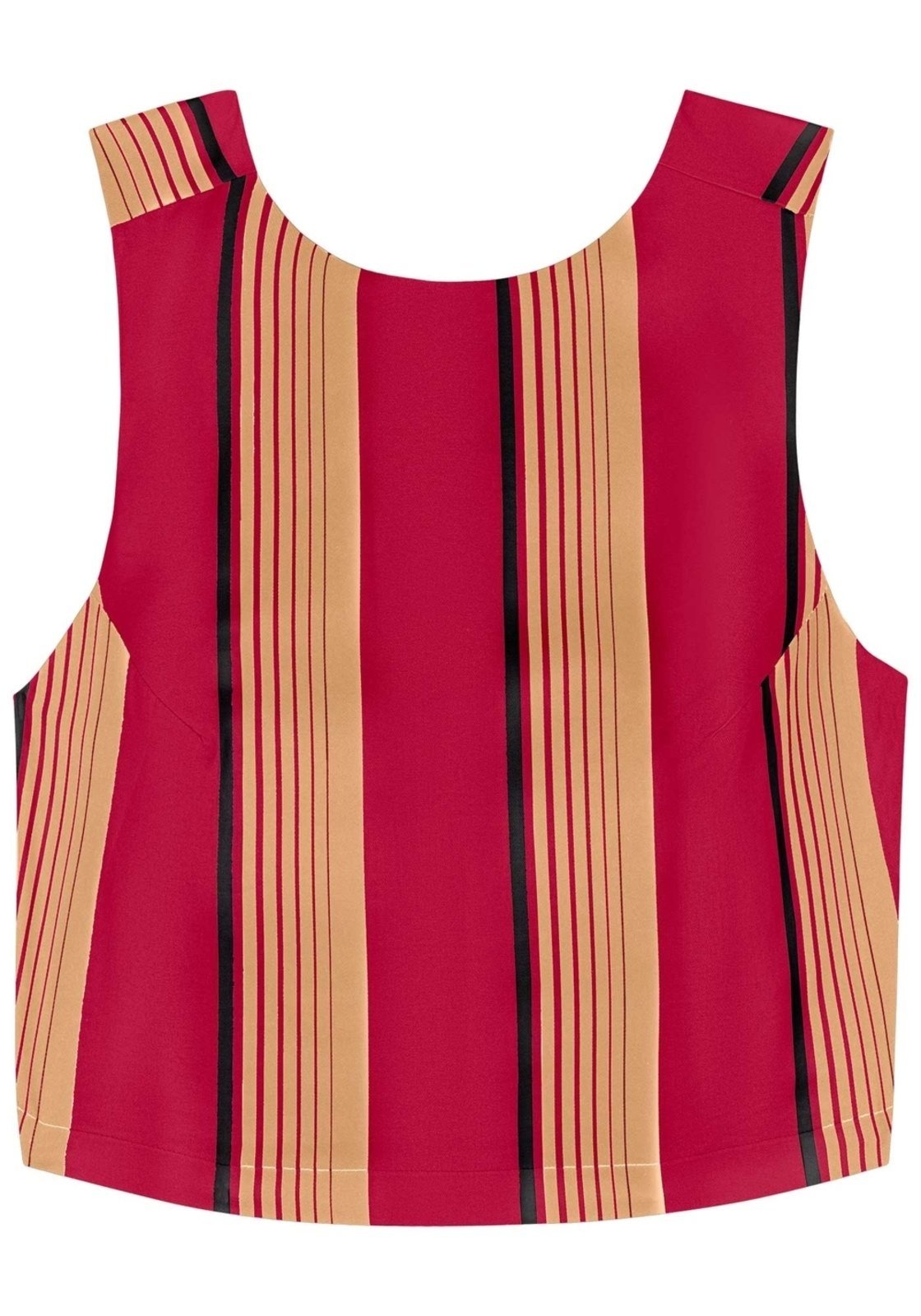 Blusa Curta Estampada Em Algodão Com Decote Posterior