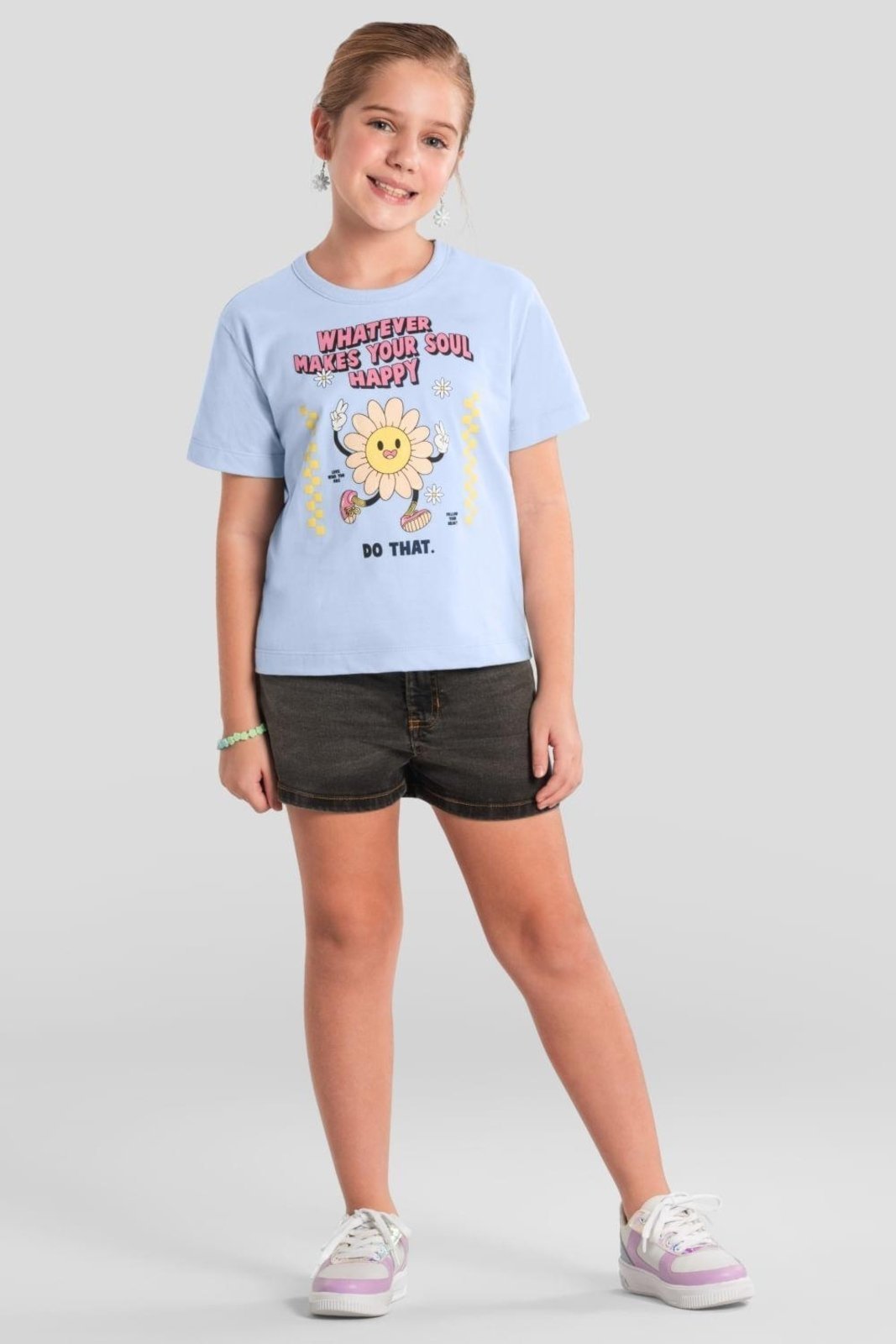 Infantil - Blusa menina com estampa de flor Brandili
