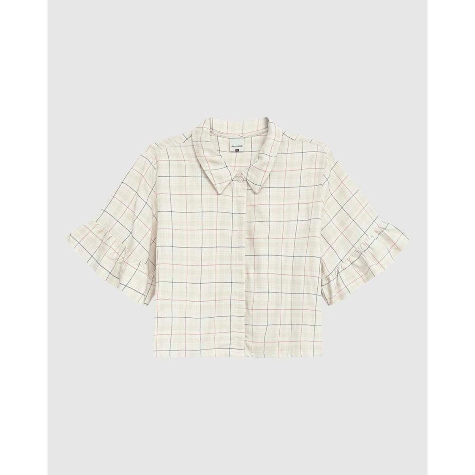 Vista 2 Camisa Cropped Feminina Manga Com Babado Em Viscose Malwee marrom Malwee marrom