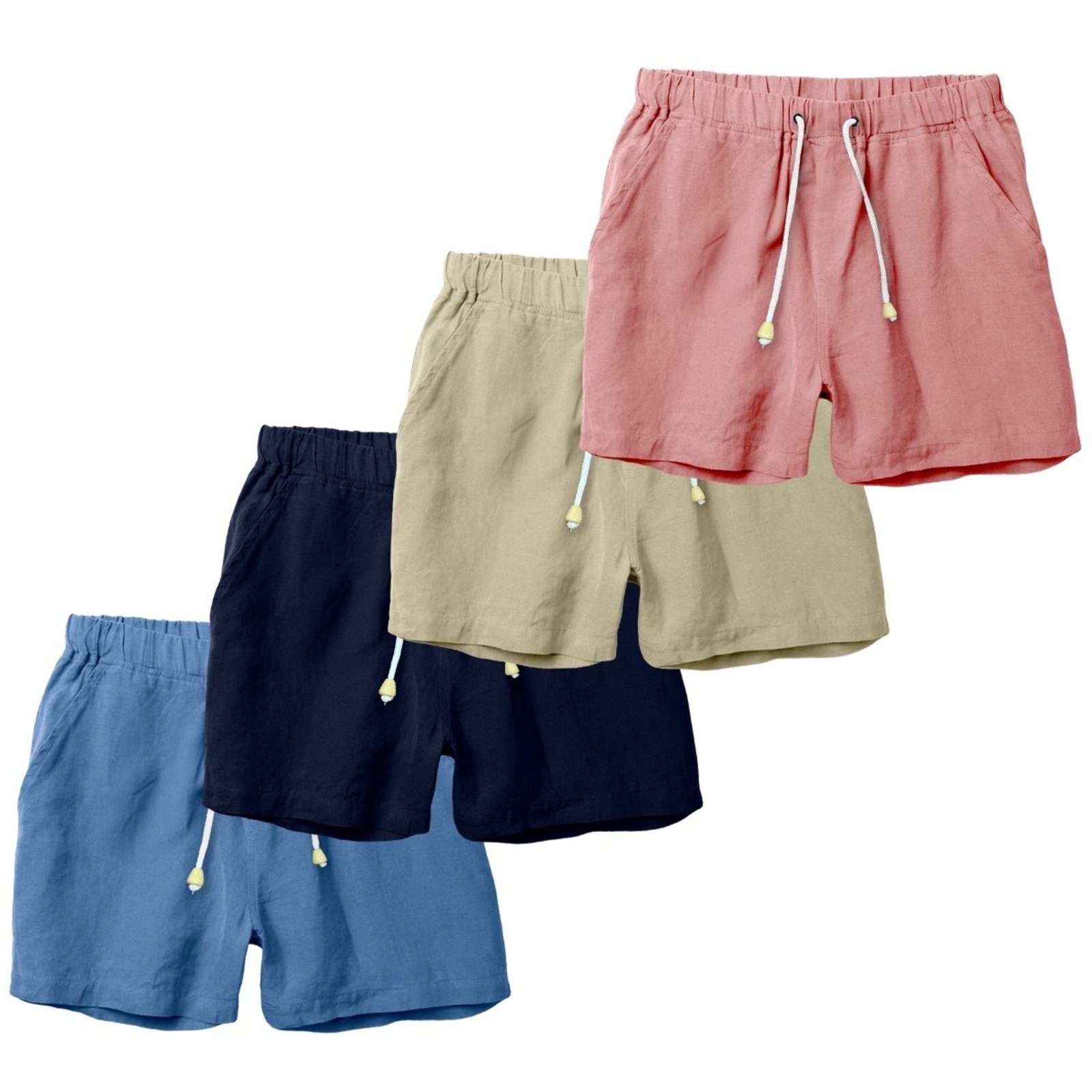 Kit 4 Shorts Masculinos Linho Cós Elástico