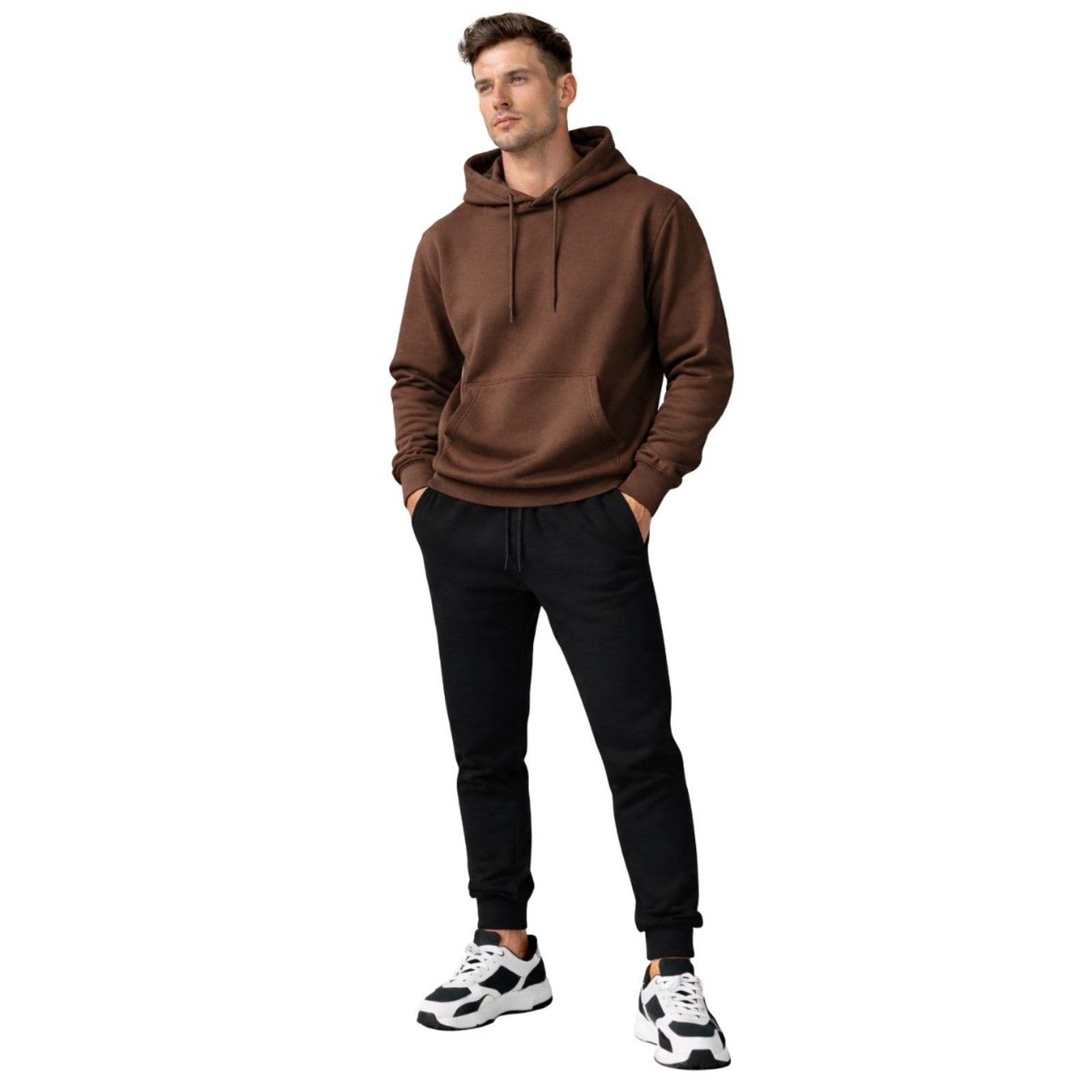 Conjunto Moletom Masculino Casaco com Capuz + Calça Jogger Casual Confortavel e Moderno Liso