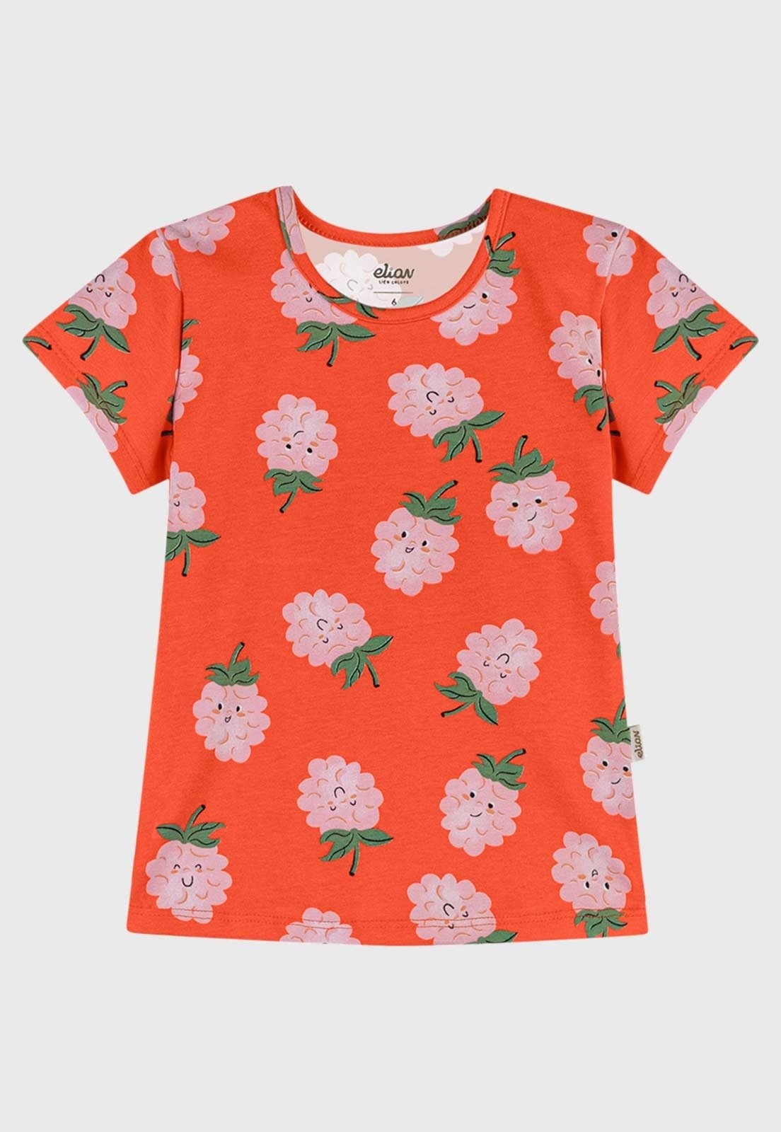 Infantil - Camiseta Elian Estampada Flores Laranja
