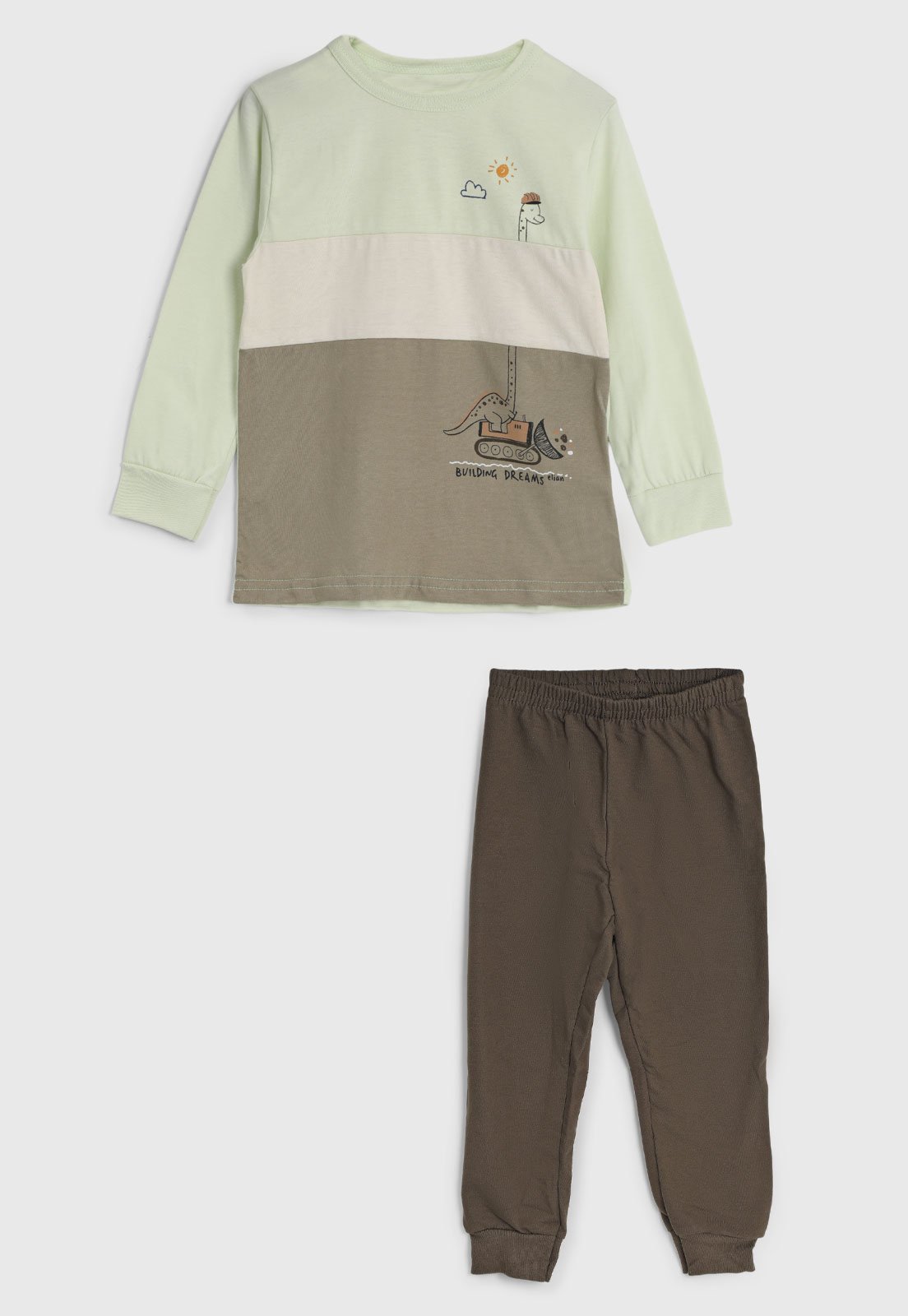 Conjunto Elian Blusa Manga Longa e Calça Verde