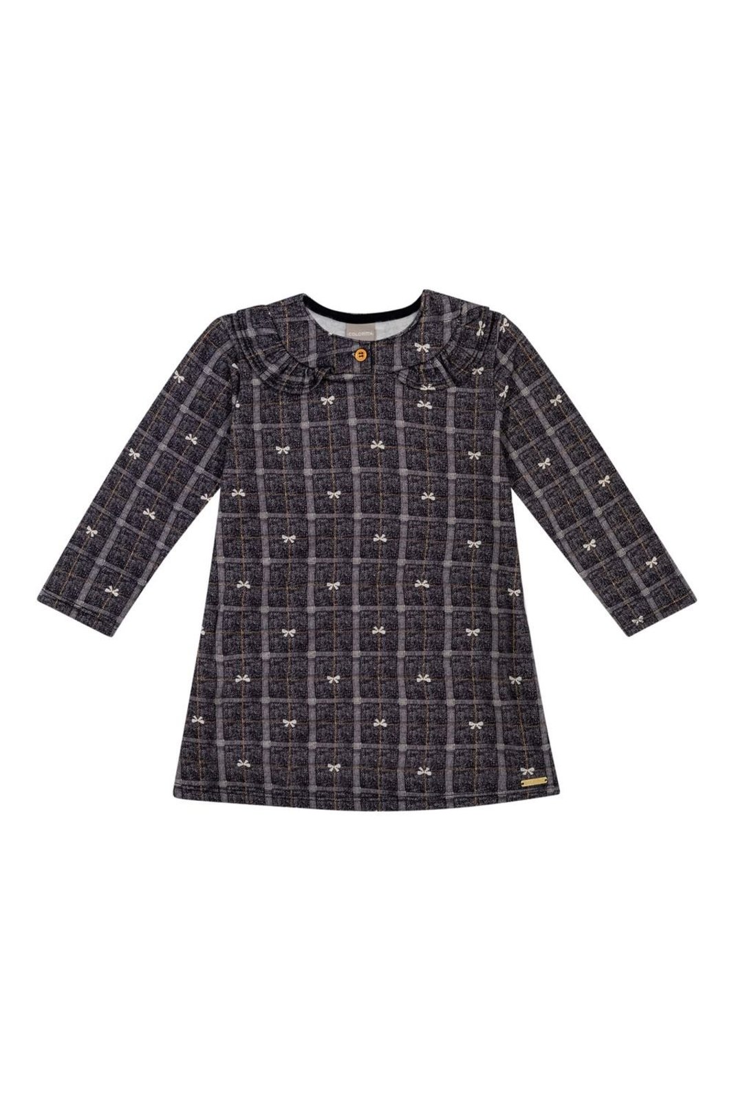 Infantil - Vestido Menina Xadrez Babados Colorittá Preto