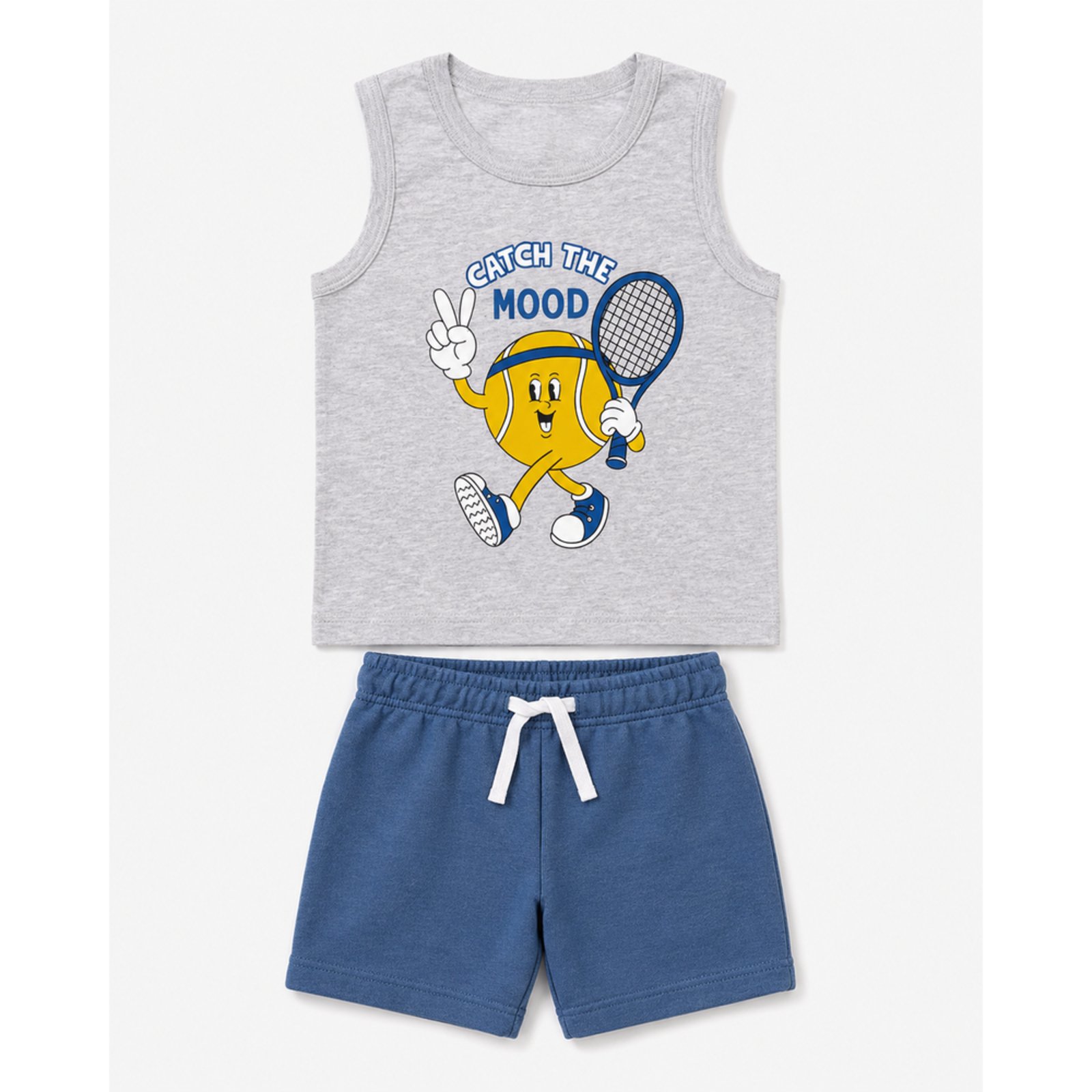Infantil - Conjunto Menino Regata Meia Malha Penteada Bermuda Moletinho — foto 3