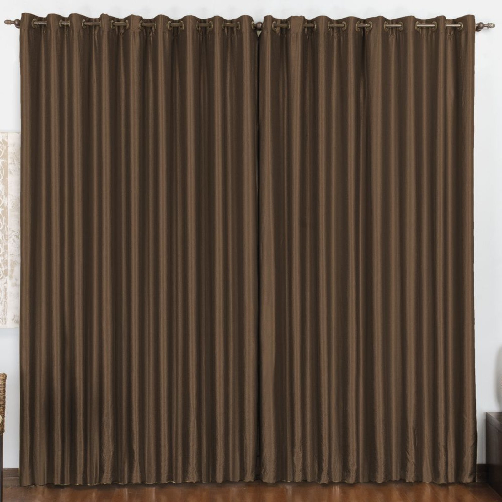 Cortina 2 Mts Sala Quarto Escritório Blackout para Varão Tabaco - 100% Poliéster