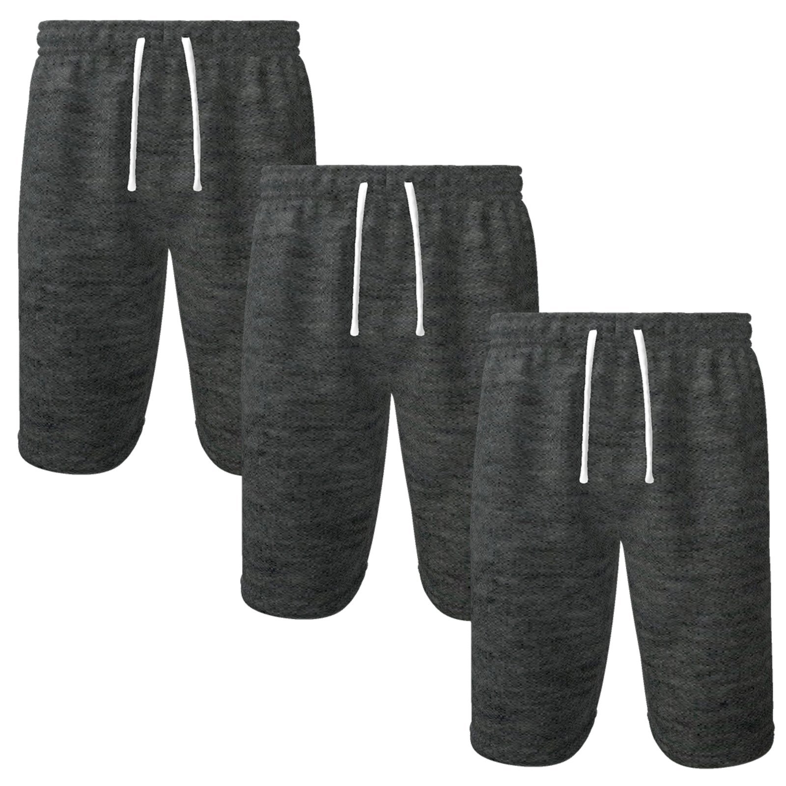 Kit 3 Bermuda Academia Masculina Moletom Com Cós Elástico E Bolsos Qualidade Superior Chumbo