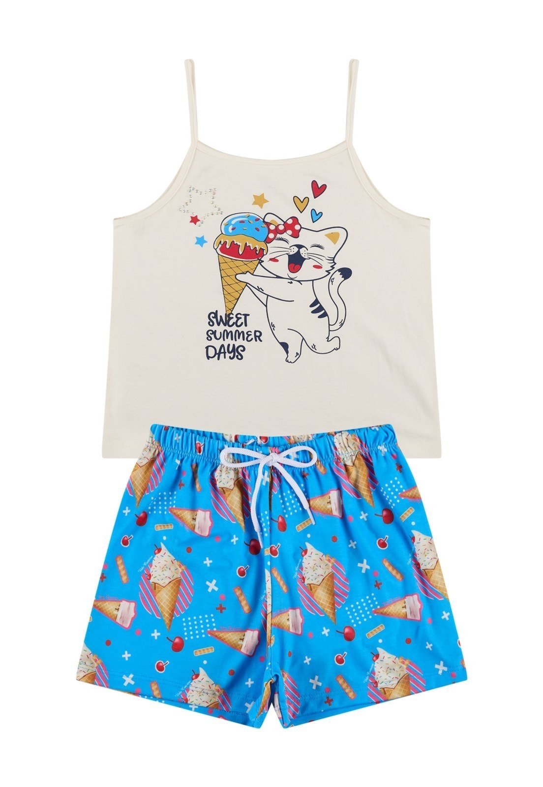Vista 3 Infantil - Conjunto Menina Alcinha Sorvete Off VIDA COSTEIRA off-white VIDA COSTEIRA off-white