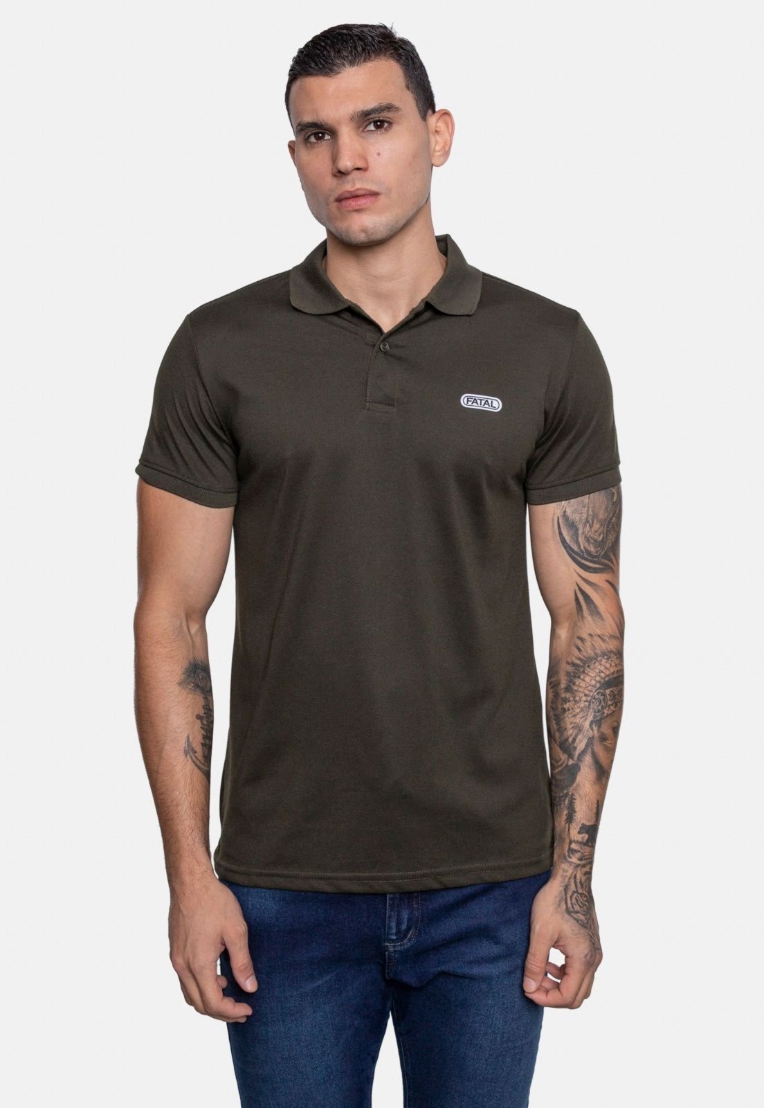 Camisa Polo Fatal Piquet Verde Militar