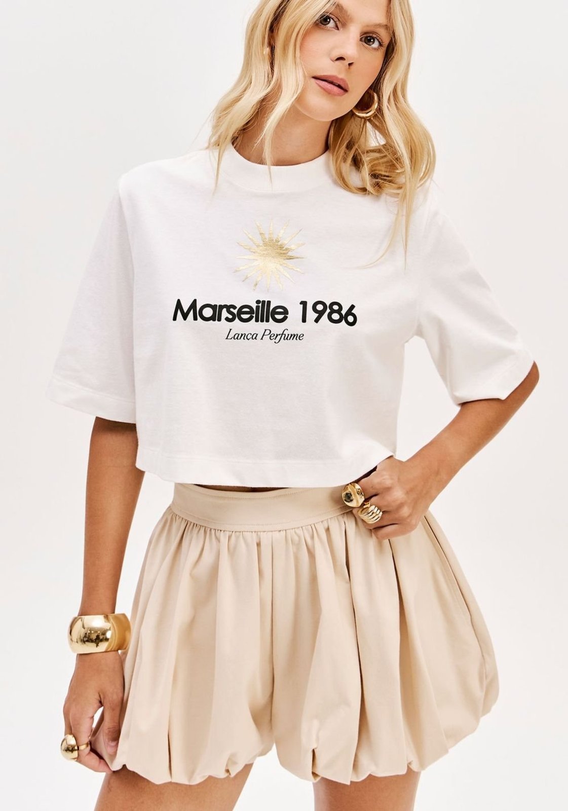 Vista 3 T-shirt Curta Oversized Com Estampa Lança Perfume branco Lança Perfume branco