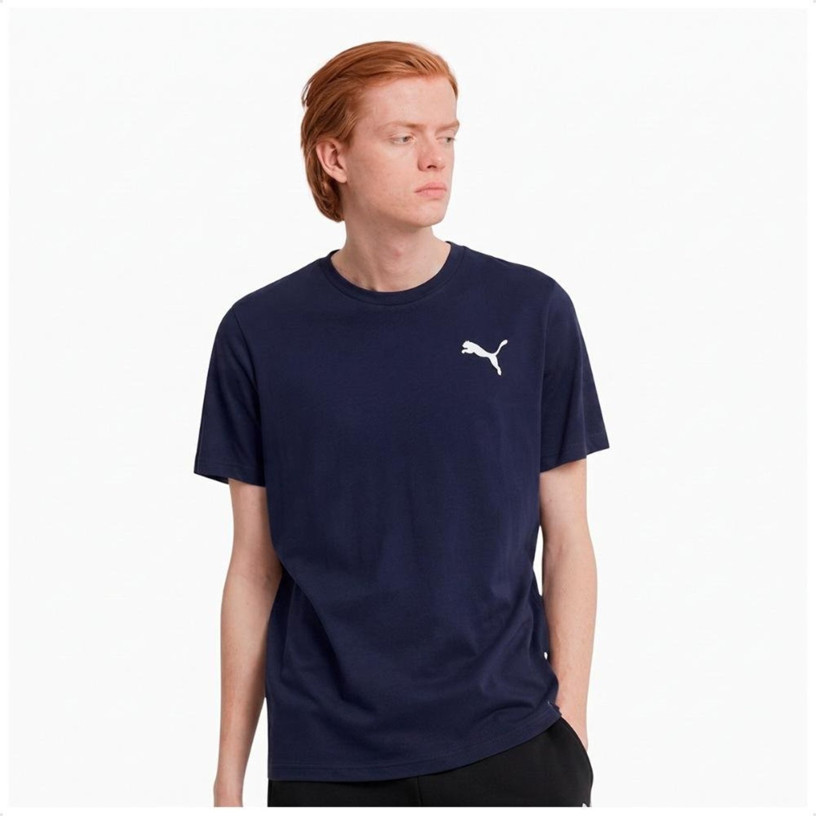 Camiseta Puma ESS Small Logo Poly Tee Masculina Azul Marinho