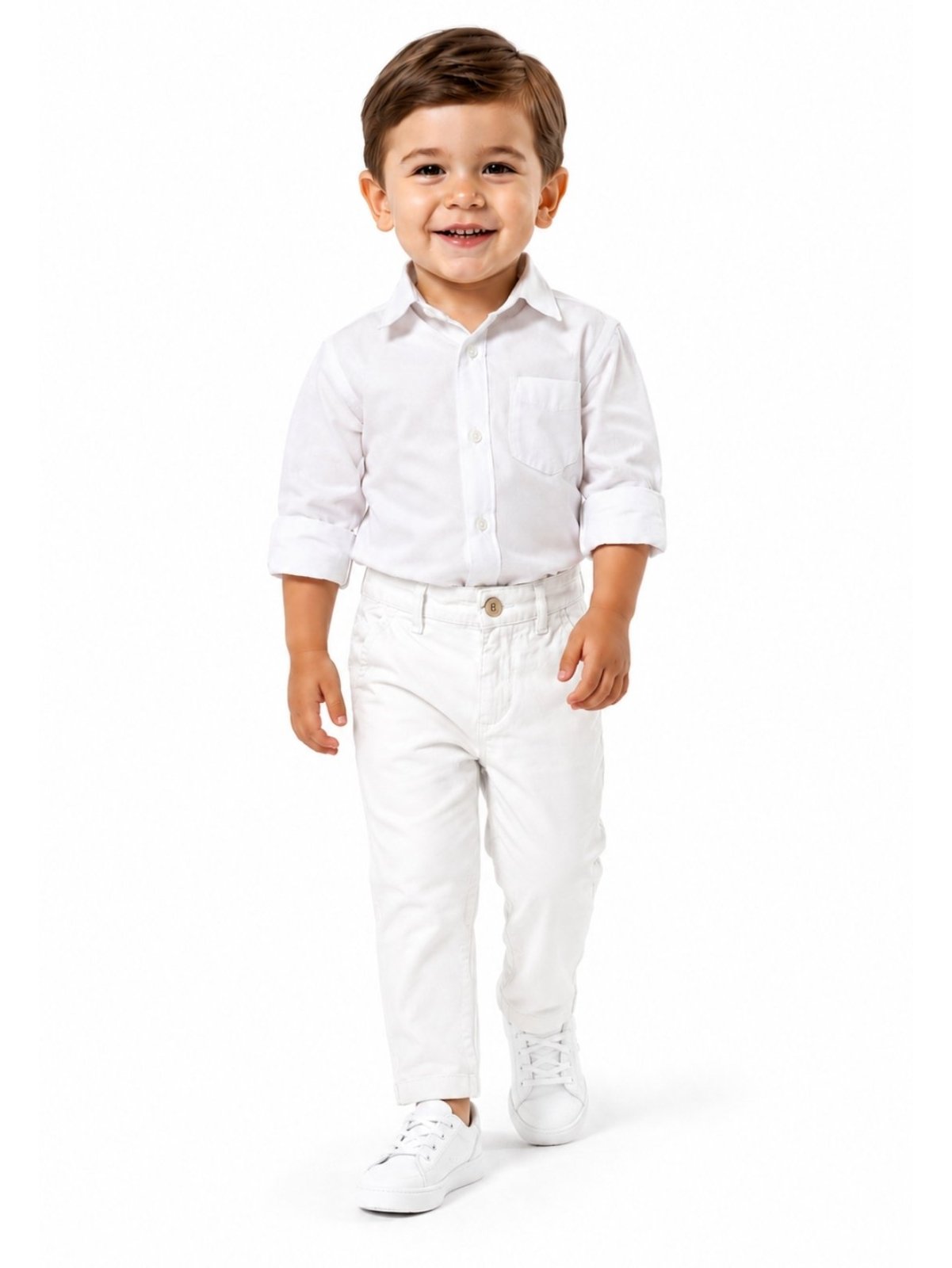 Infantil – Calça Sarja Branca Alfaiataria Menino