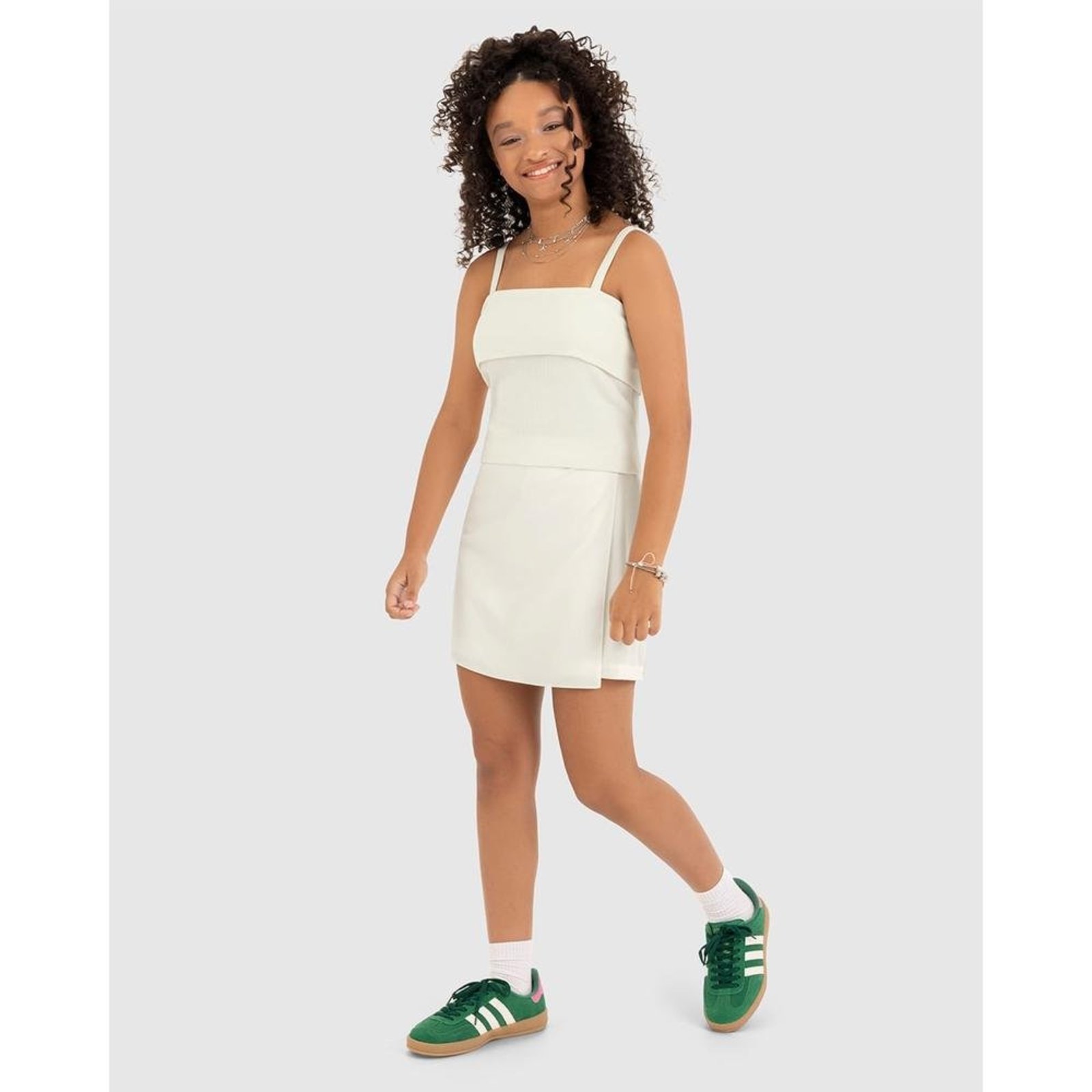 Infantil - Conjunto Menina Blusa Cropped Decote Reto E Shorts Saia Malwee