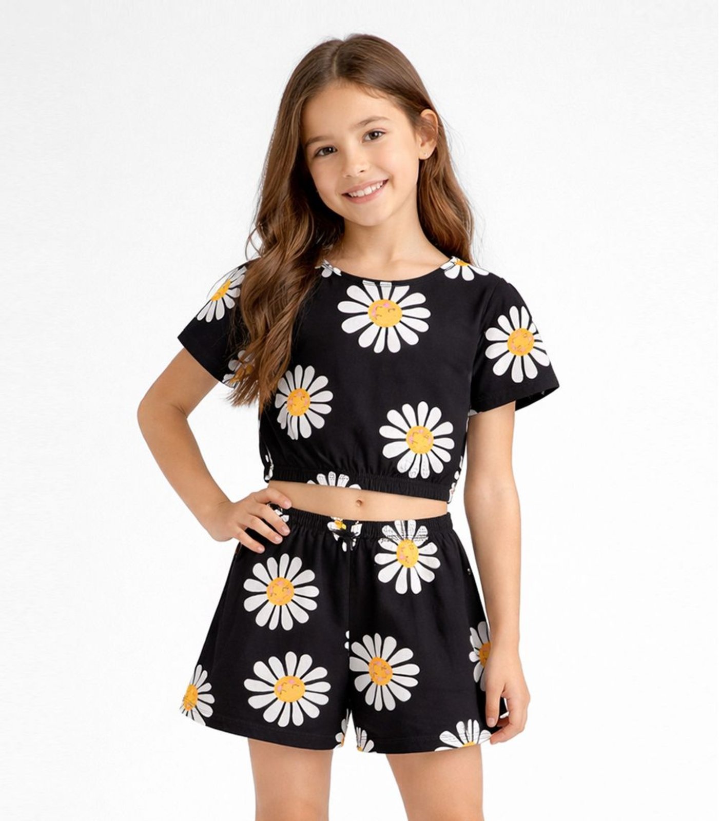 Infantil - Conjunto Menina Blusa E Short Select Preto