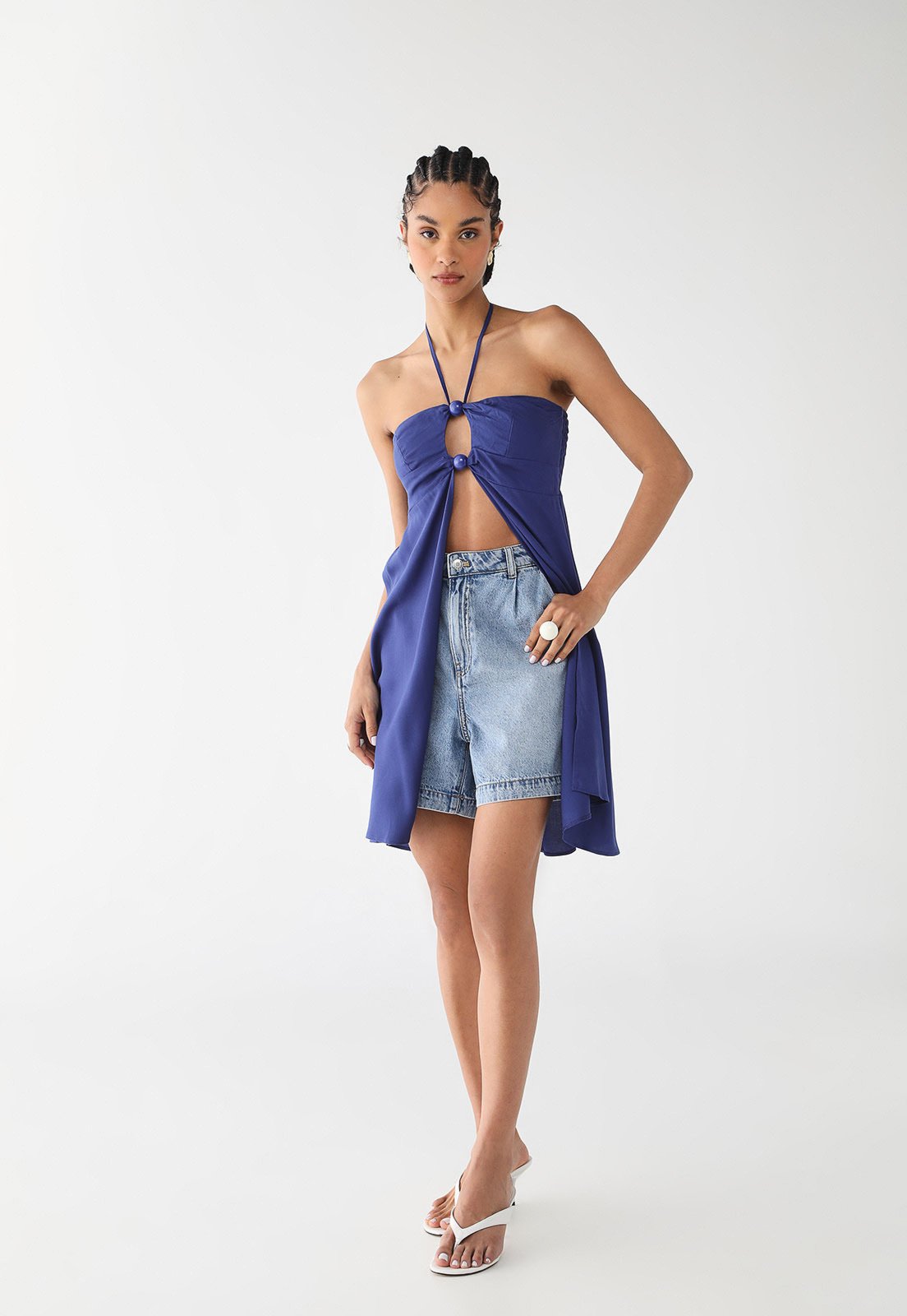 Vista 3 Blusa Feminina CaCay Frente Única azul CaCay azul