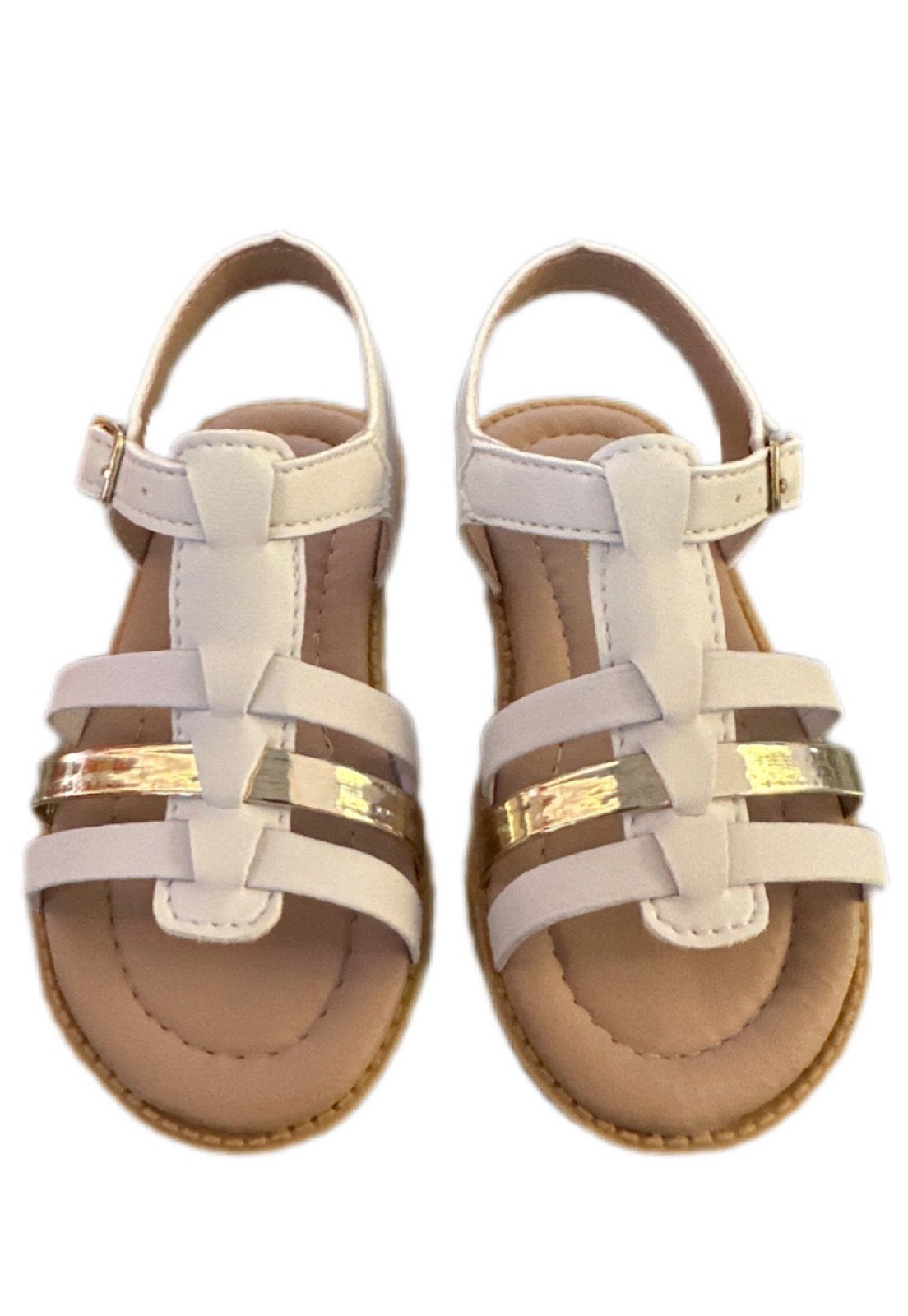 Vista 3 Infantil - Sandália menina de tiras Solzim Branca e SOLZIM CALÇADOS branco/dourado SOLZIM CALÇADOS branco/dourado