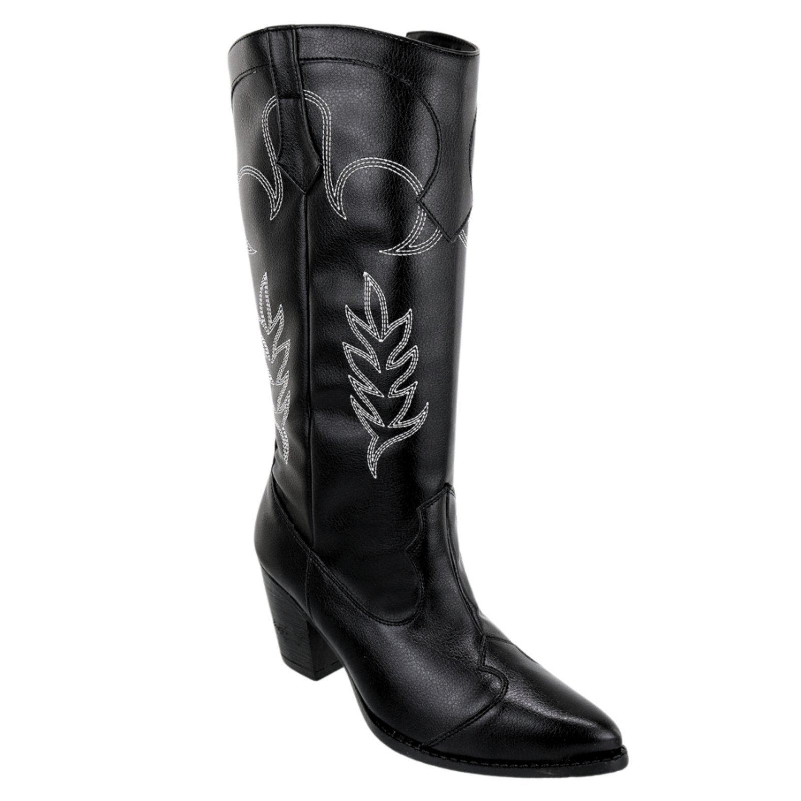 Bota Texana Feminina Preta Bordada 23011
