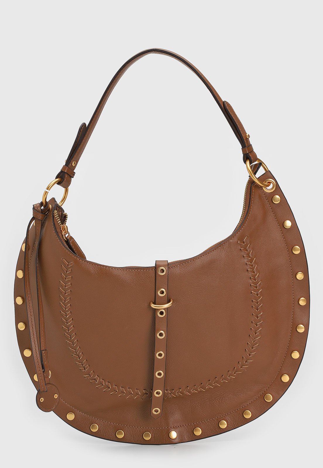 Bolsa Média Feminina Vicenza Tachas Caramelo