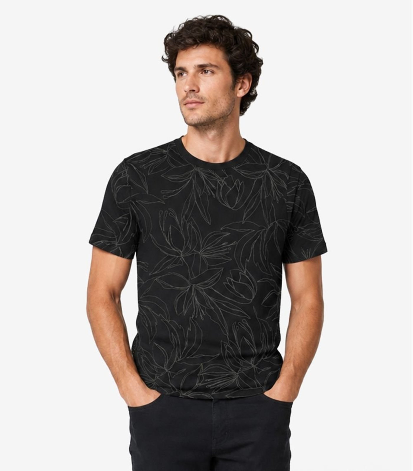 Camiseta Masculina Cotton leve Estampada Diametro Preto
