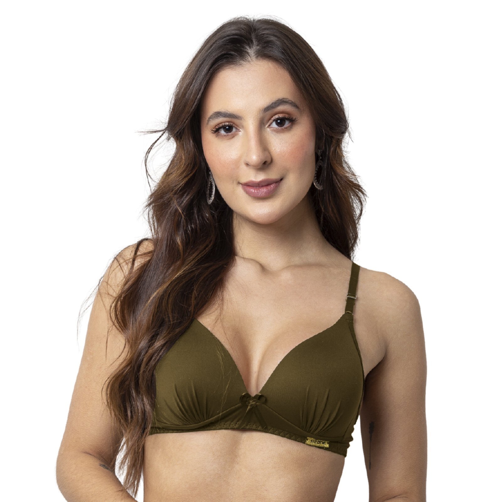 Sutiã Poliamida Gabi Lingerie Com Bojo Confort Básico Liso Reforçado Castanho