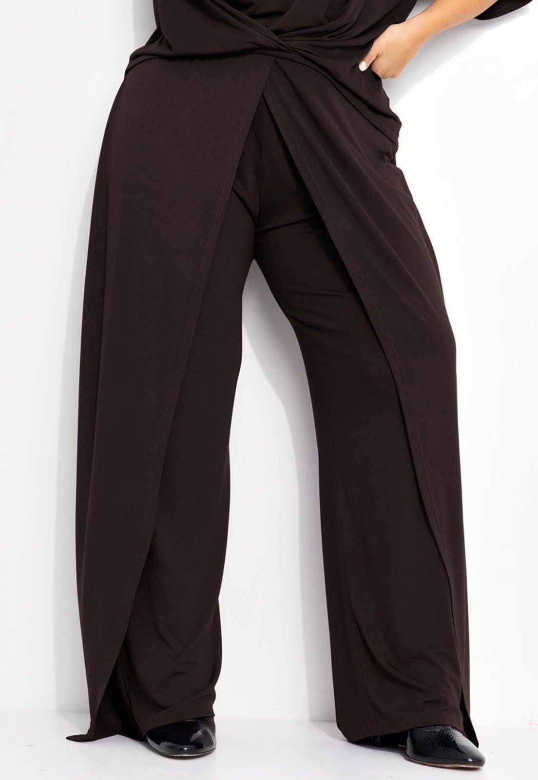 Calça Em Malha De Viscose Marrom Quintess