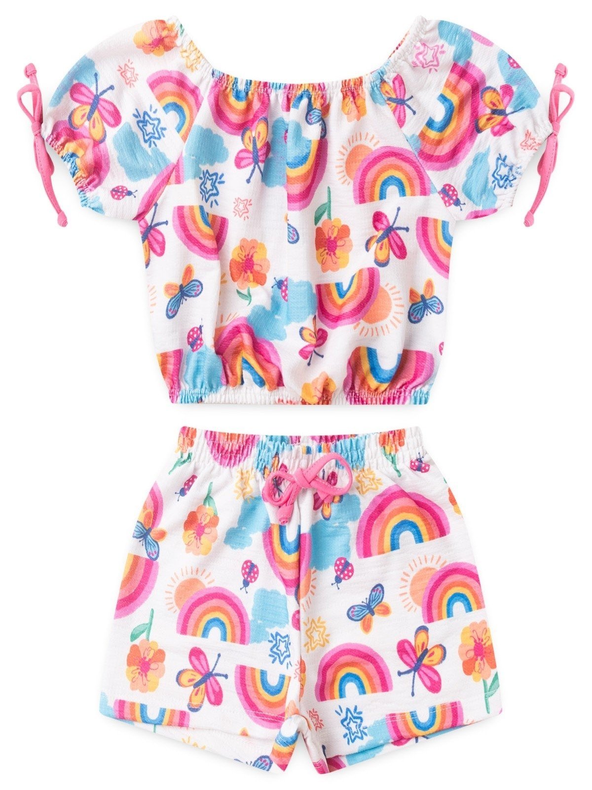 Infantil - Conjunto Platinum Ciganinha Arco-Íris Branco