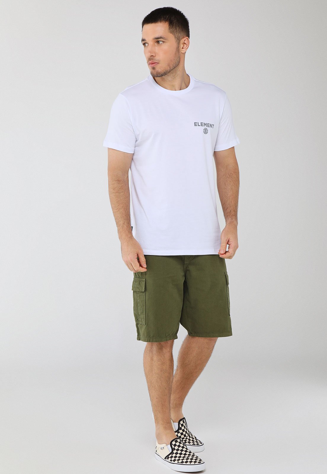 Vista 3 Camiseta Masculina Element Disco Branca branco Element branco