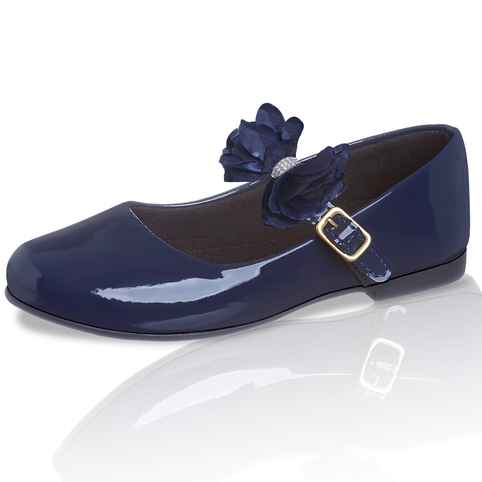 Infantil – Sapatilha Azul Marinho para Meninas Estilosas com Laço Strass Pepite