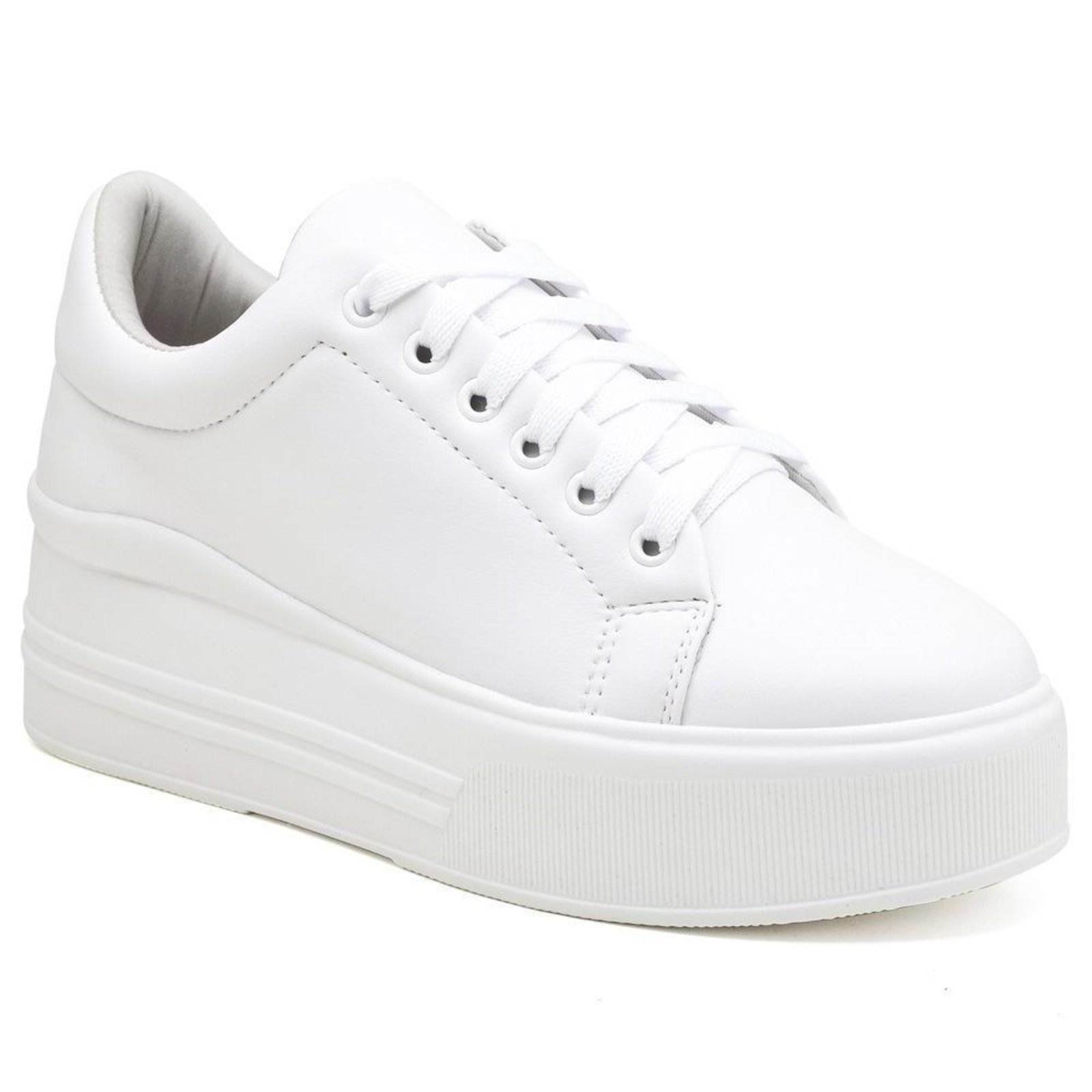 Tênis Casual Feminino Flatform Cano Baixo Conforto Dia a Dia Branco 34 Branco