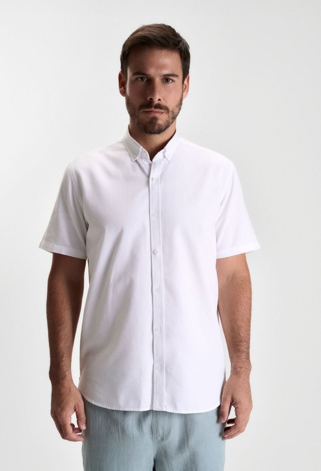 Camisa Docthos Relaxed Fit Manga Curta Oxford Camisa Manga Curta Docthos Relaxed Fit Oxford 001 Branco G1