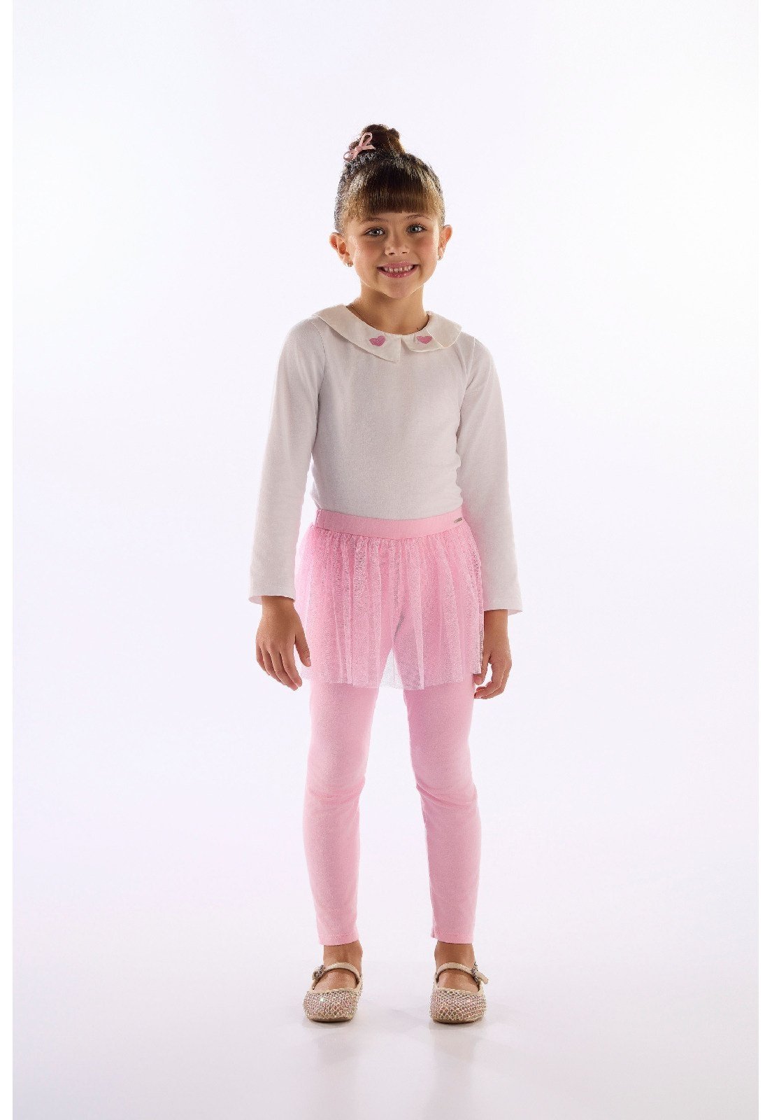 Infantil - Blusa com Gola Coração Quimby Branco