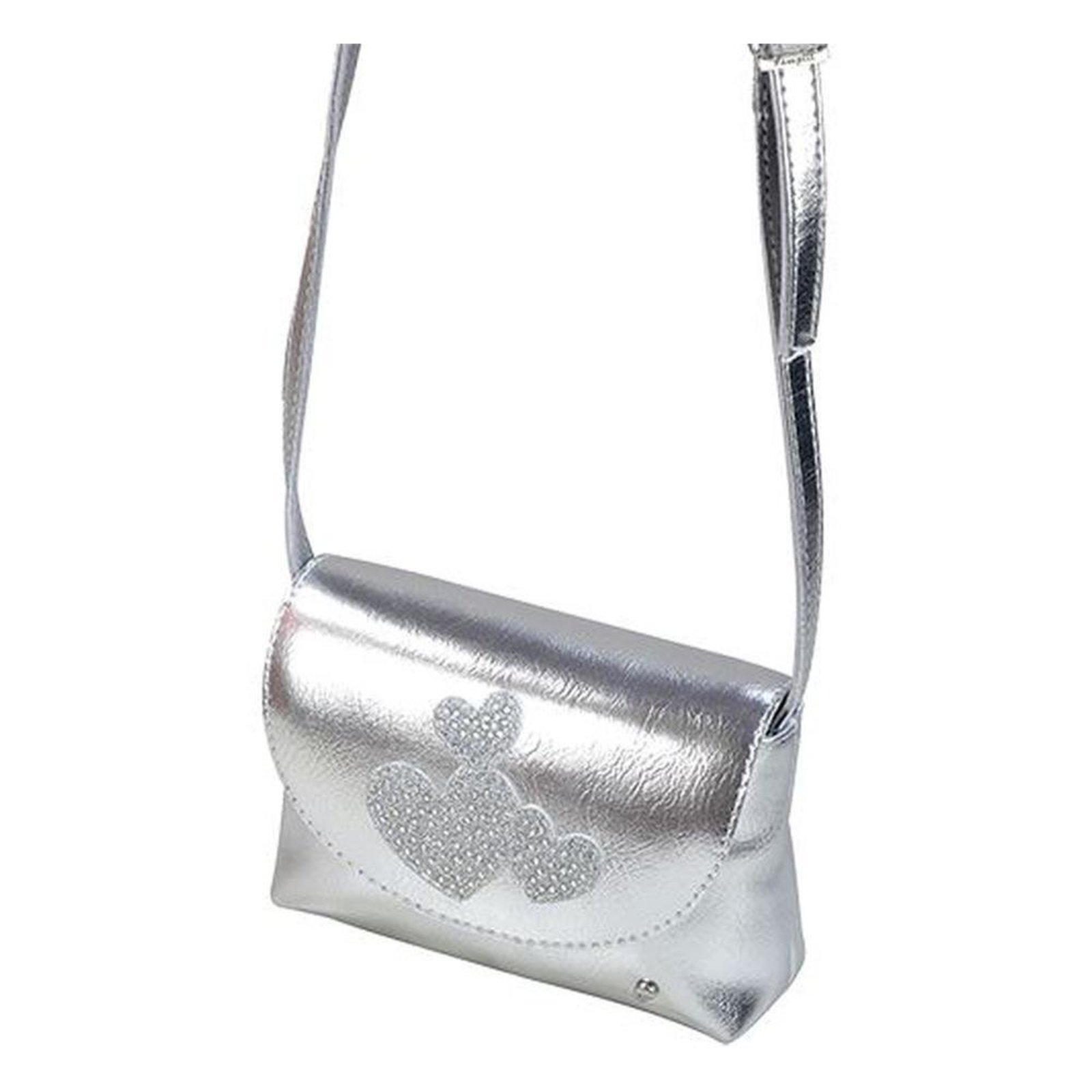 Infantil - Bolsa Transversal Pampili Corações Prata U Prata
